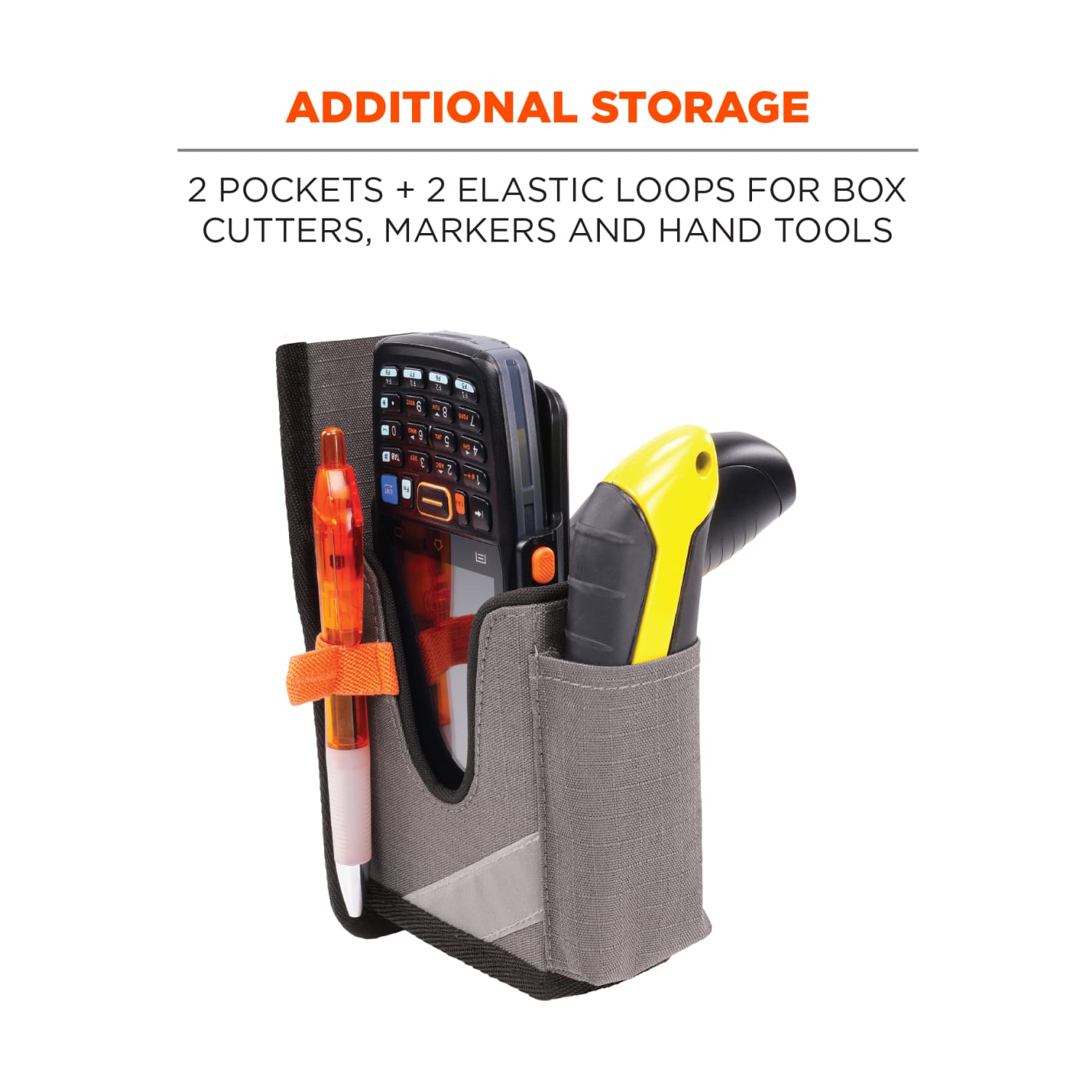 Ergodyne Squids 5540 Handheld Barcode Scanner Holster With Belt Loop, 10in, Gray - Image 6