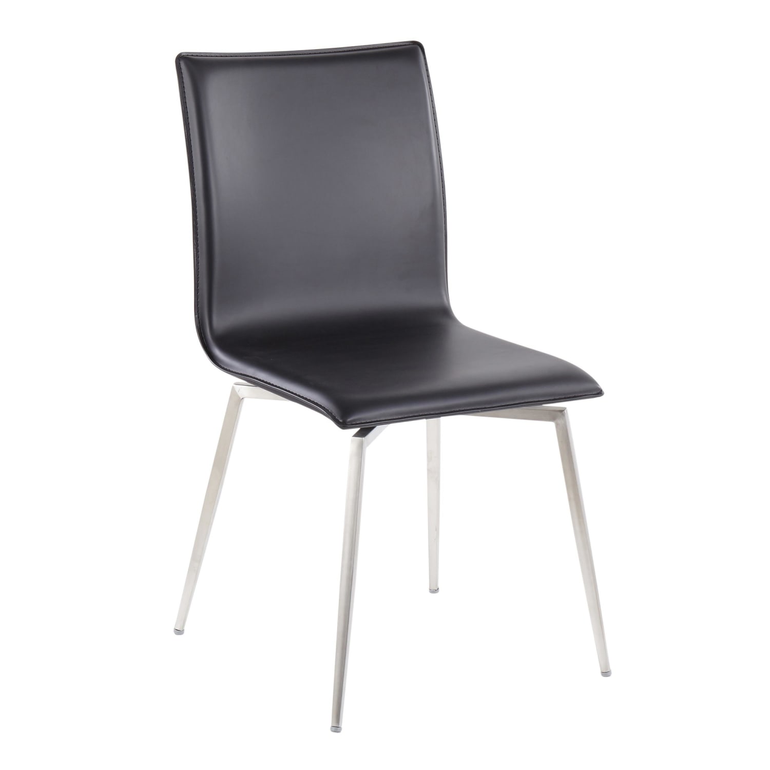 LumiSource Mason Upholstered Chairs, Black/Stainless Steel, Set Of 2 Chairs - Image 3