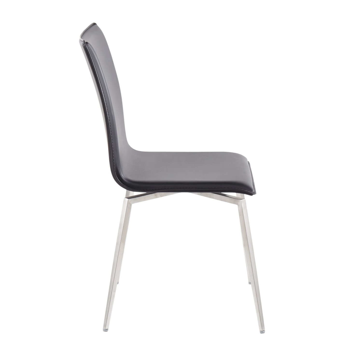 LumiSource Mason Upholstered Chairs, Black/Stainless Steel, Set Of 2 Chairs - Image 4