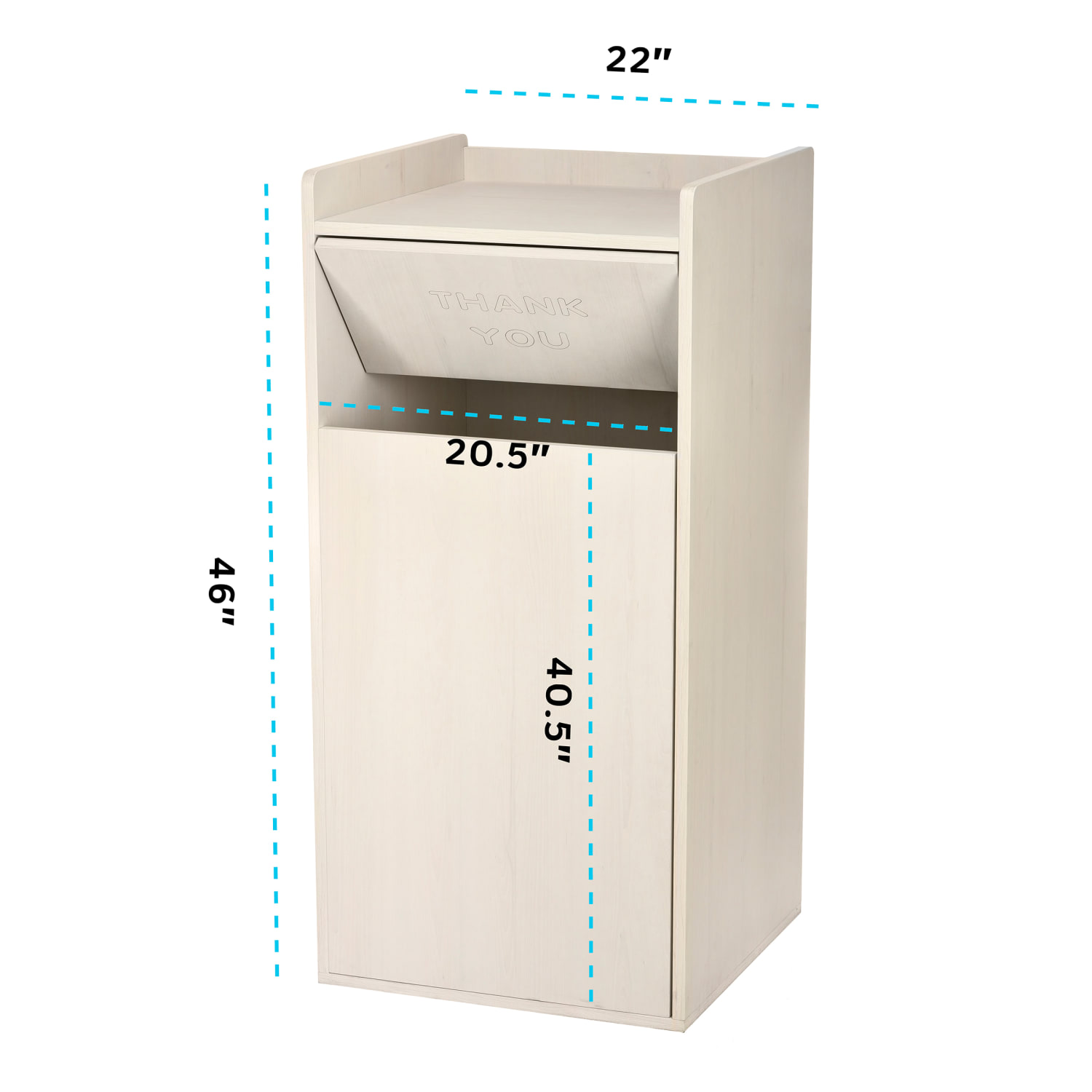 Alpine Industries Wood Commercial Tray Top Waste Enclosure Trash Receptacles, 40 Gallons, White, Pack Of 2 Receptacles - Image 6