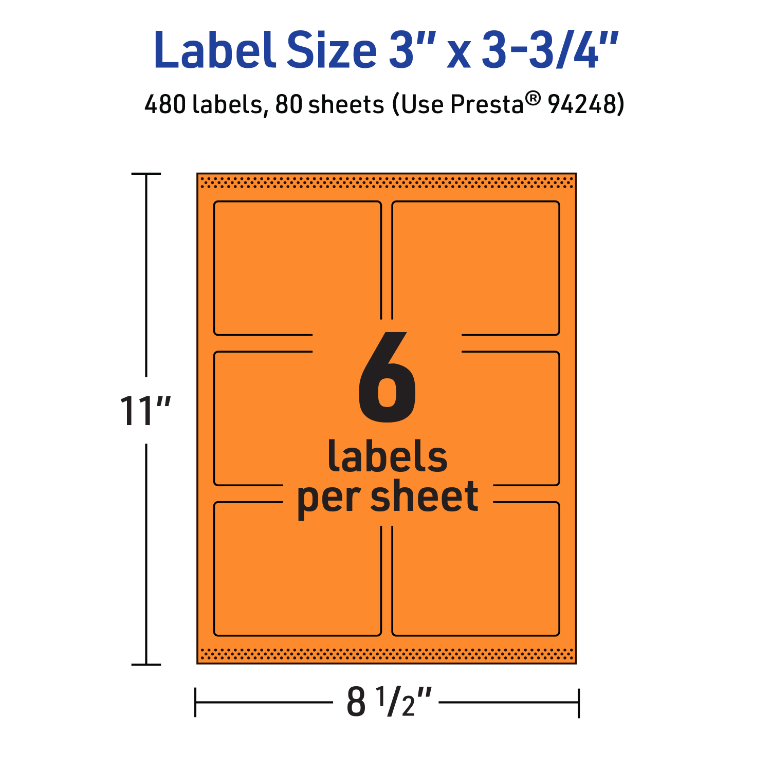 Avery Print-To-The-Edge Labels With Sure Feed Technology And Easy Peel, 94248-BOP80, Rectangle, 3in x 3-3/4in, Matte Bright Orange, Pack of 480 - Image 6