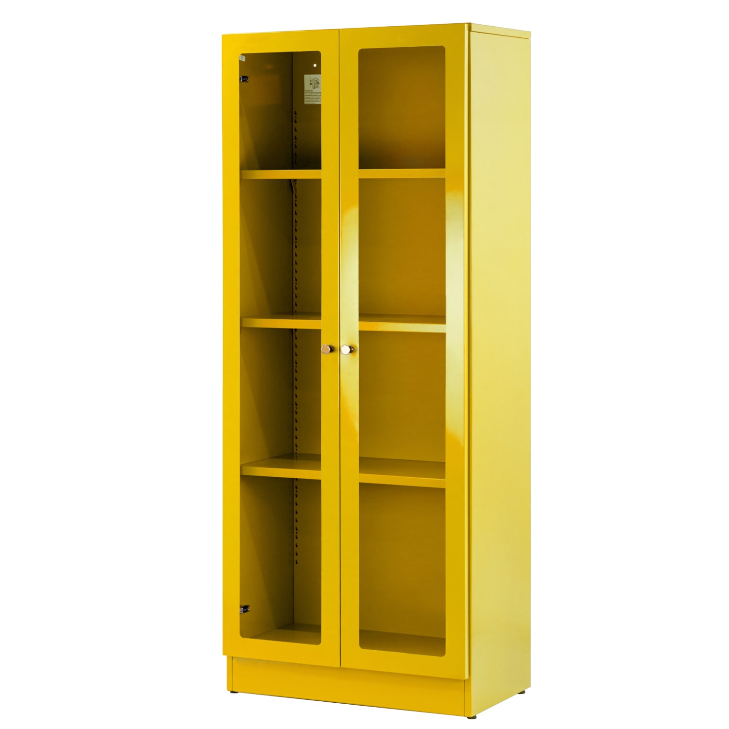 Glamour Home Avice 24inW 4-Shelf Metal Cabinet With Doors, Yellow - Image 4