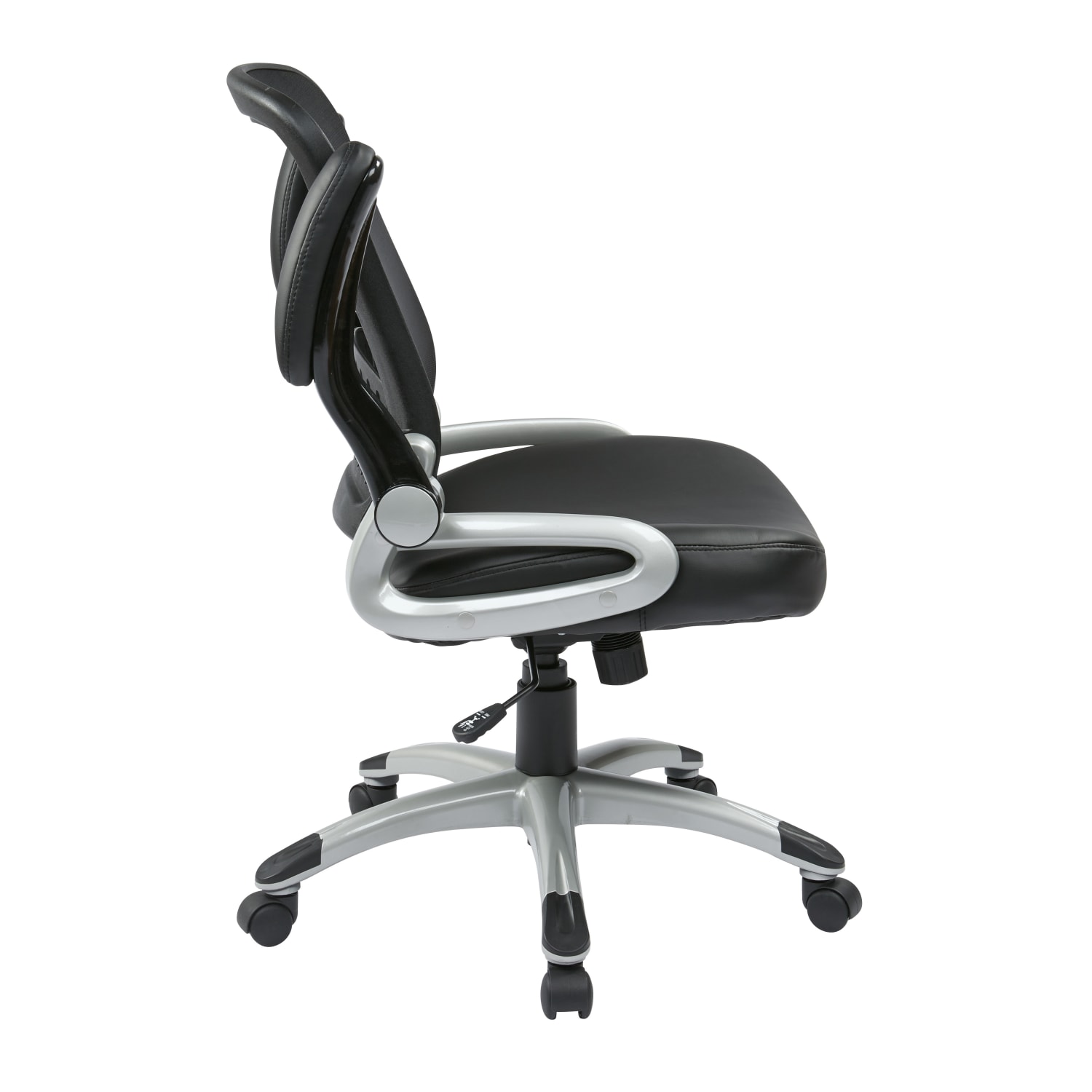 Office Star Work Smart Faux LeatherMesh Mid Back Chair BlackSilver PopularChairscom