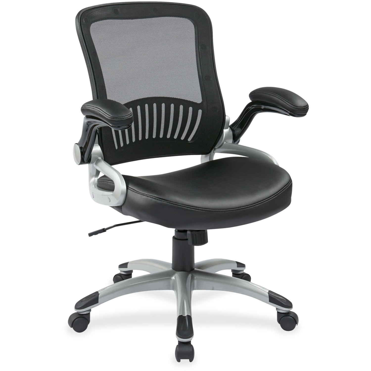 Office Star Work Smart Faux LeatherMesh Mid Back Chair BlackSilver PopularChairscom