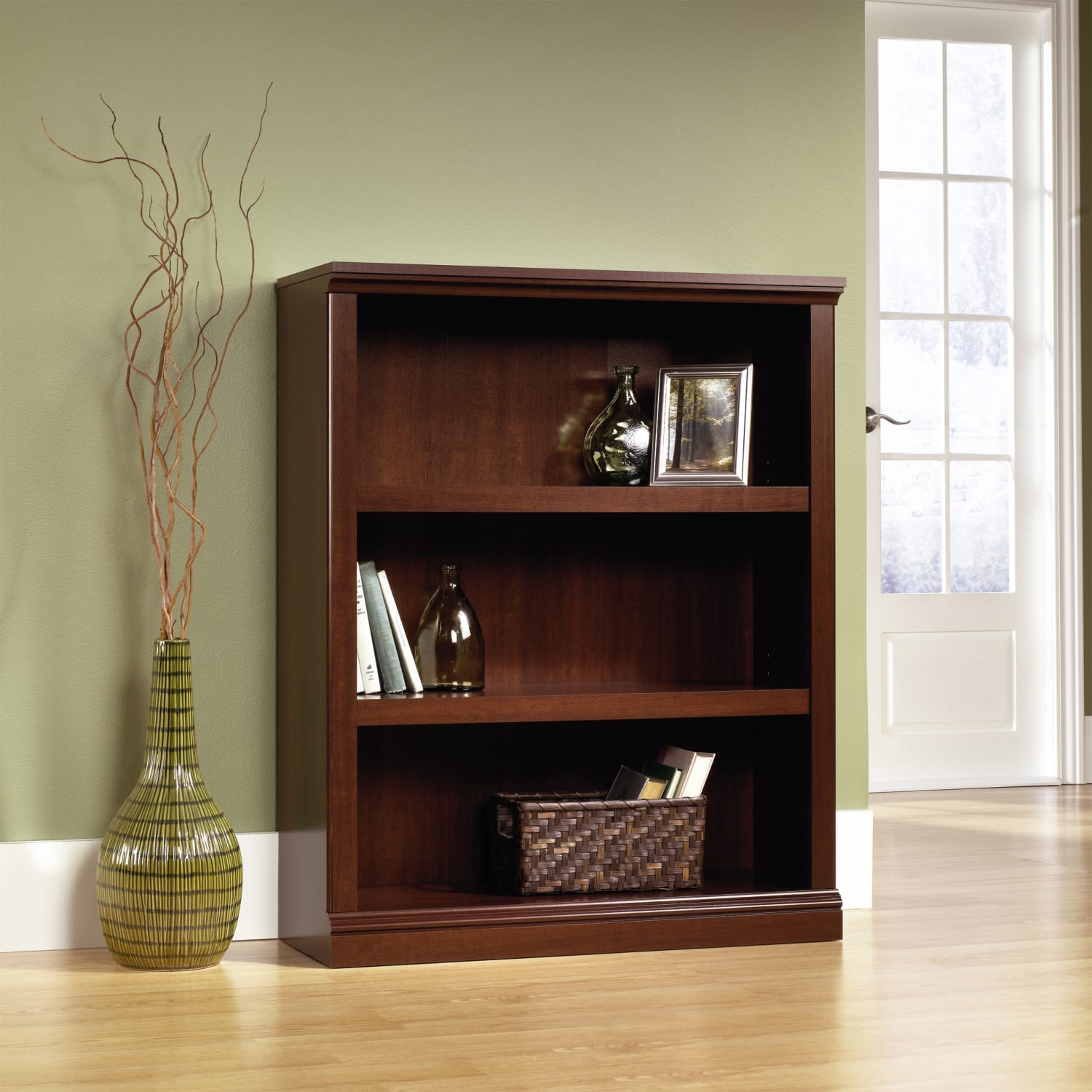 Sauder Select 43 13/16inH 3-Shelf Transitional Bookcase, Cherry/Medium Finish, Standard Delivery - Image 3