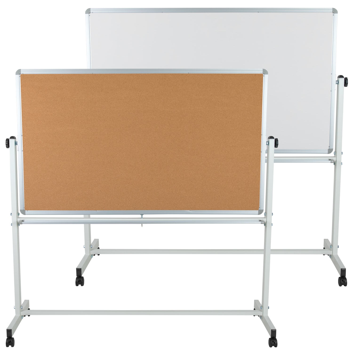 Flash Furniture Reversible Cork Bulletin/Magnetic Dry-Erase Whiteboard, 62 1/2in x 62 1/4in, Silver Aluminum Frame - Image 4