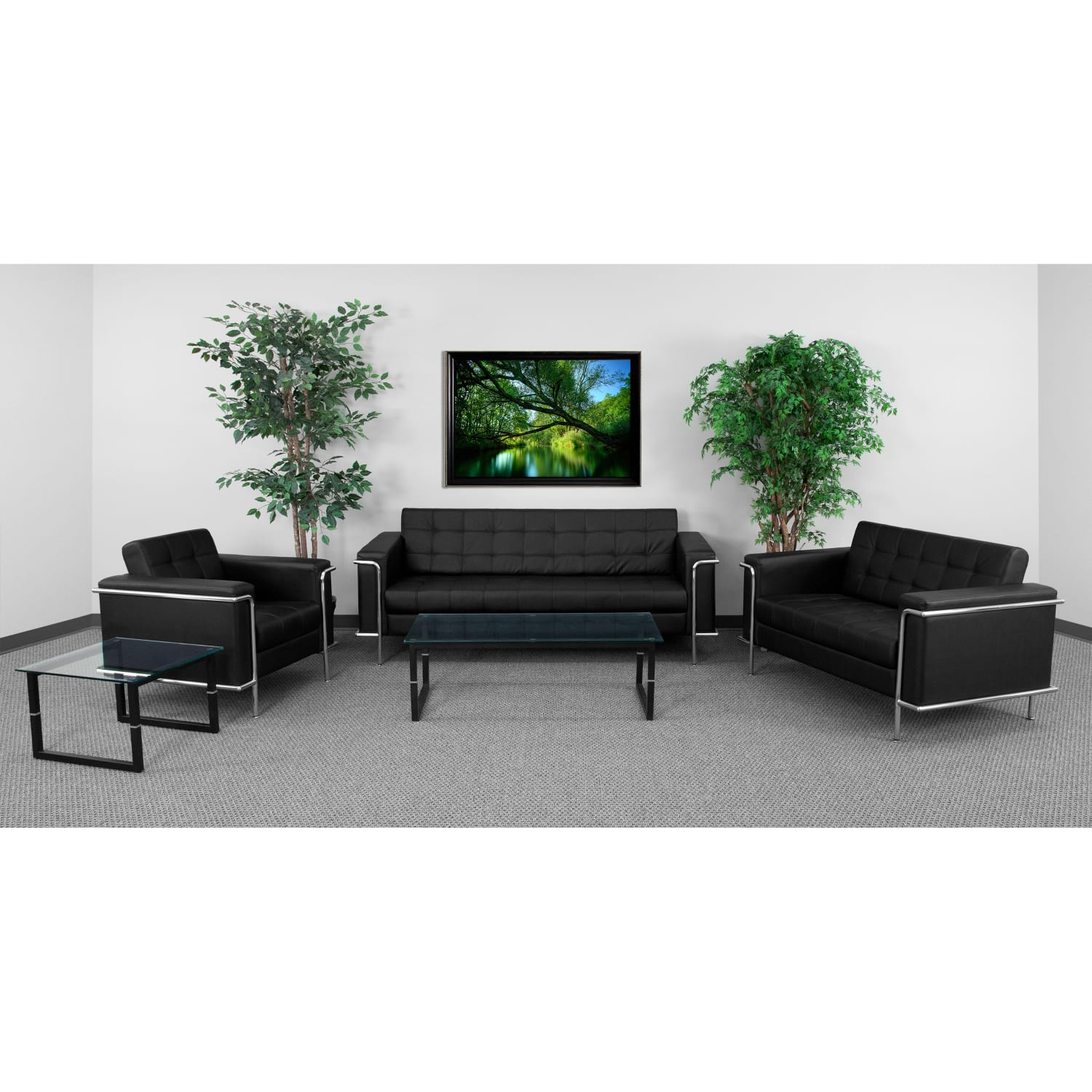 Flash Furniture HERCULES LeatherSoft Double Stitch Detail Reception Set with Encasing Frame Black PopularChairscom Flash Furniture HERCULES LeatherSoft Double Stitch Detail Reception Set with Encasing Frame Black PopularChairscom