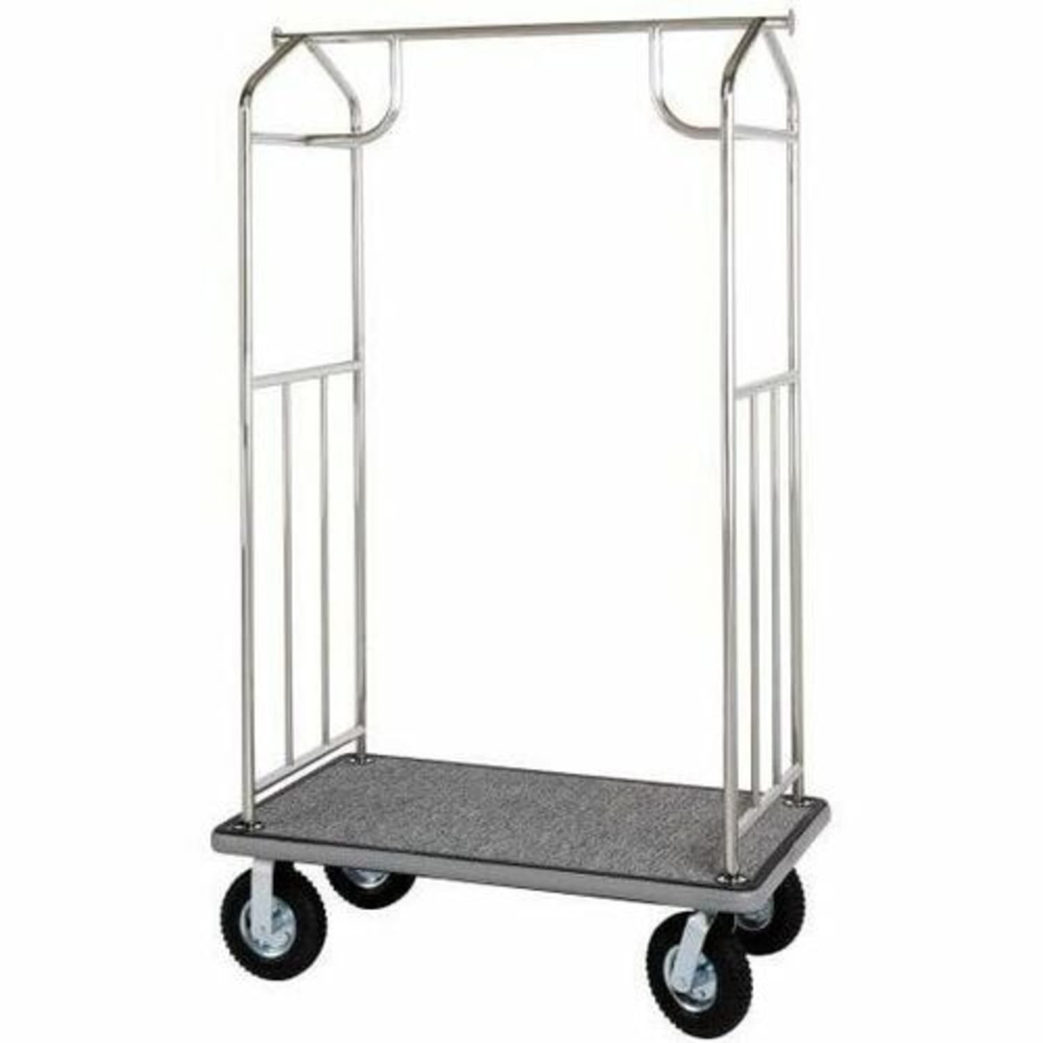 Hospitality 1 Source Transporter Bellmans Cart, 68inH x 43inW x 25inD, Gray Carpet/Chrome - Image 3