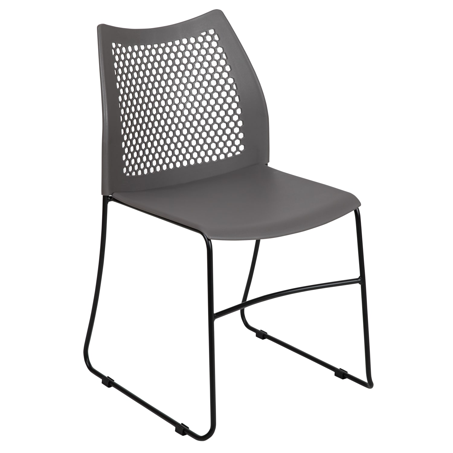 Flash Furniture HERCULES Series Sled-Base Stack Chair With Air-Vent Back, Gray - Image 3