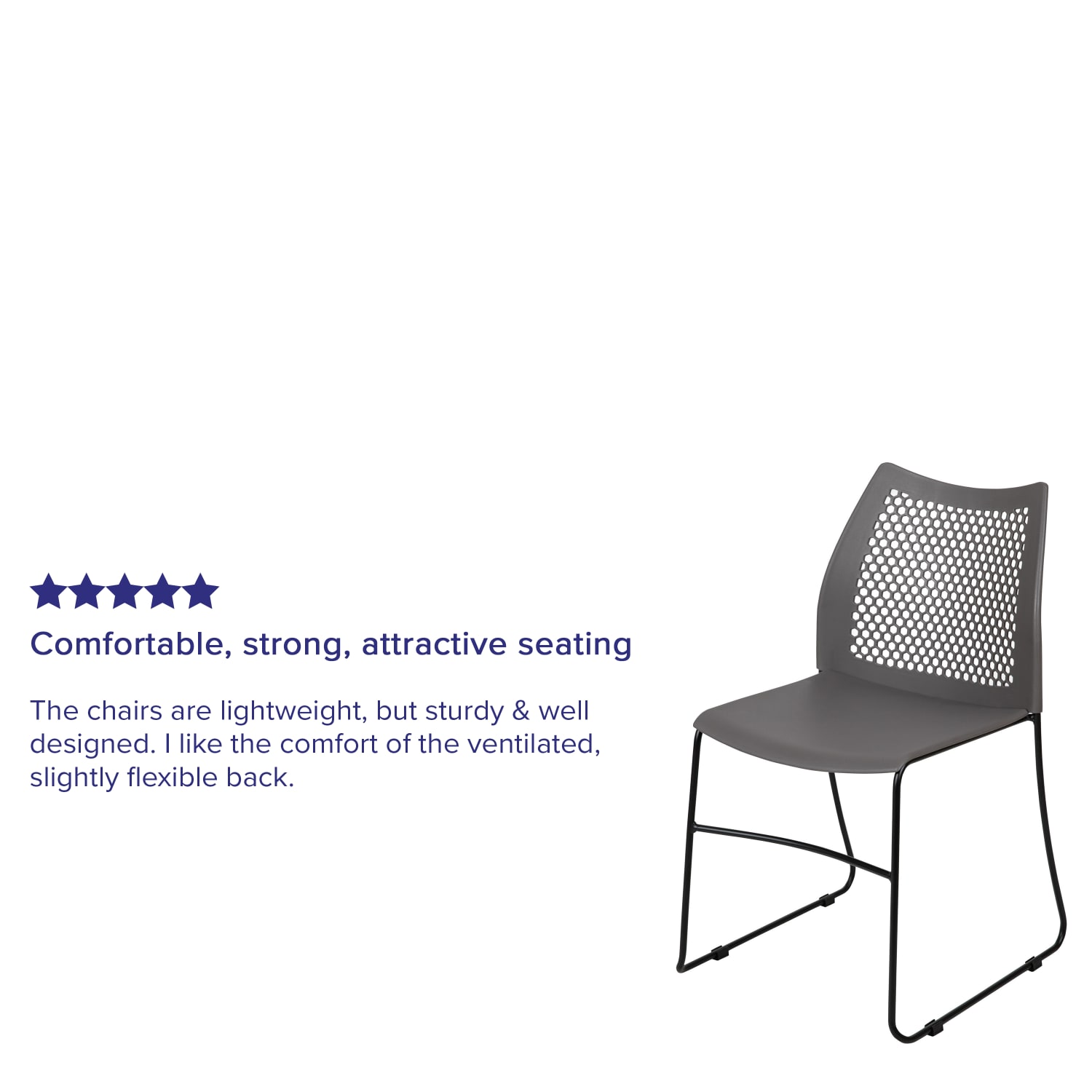Flash Furniture HERCULES Series Sled-Base Stack Chair With Air-Vent Back, Gray - Image 5