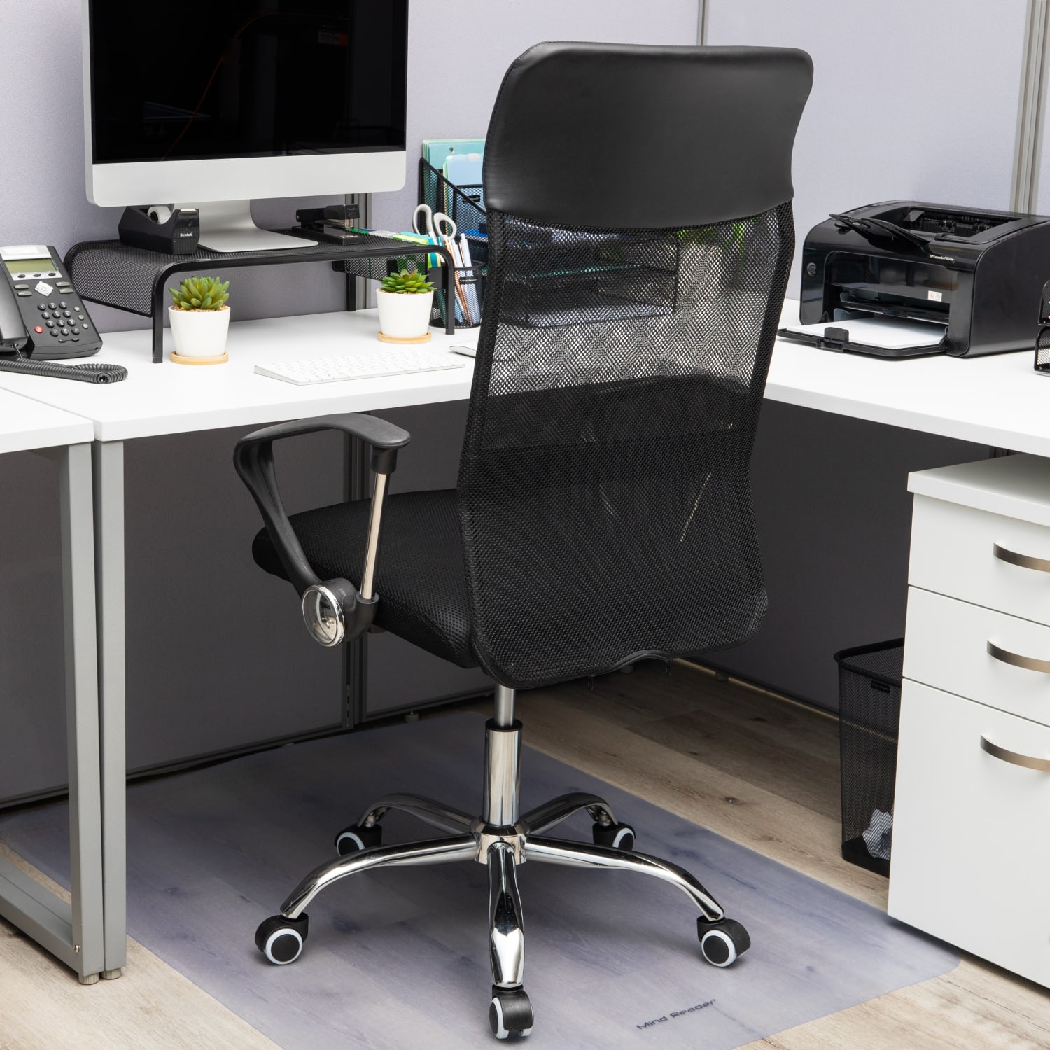 Mind Reader Ergonomic Mesh High-Back Swivel Executive Office Desk Chair, 42 1/2-47inH, Black - Image 3