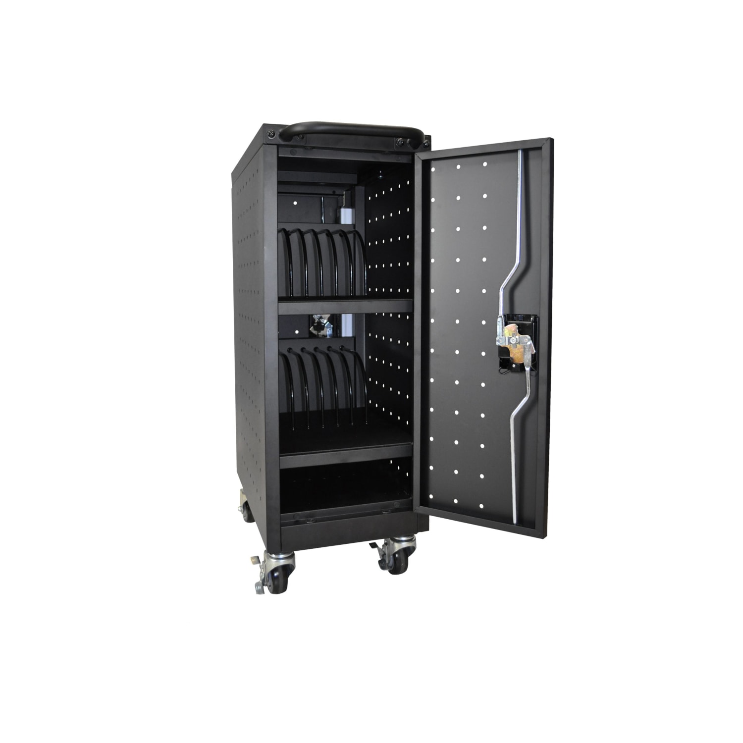 Luxor LLTM16-B-V2 16-Capacity Tablet/Laptop Charging Cart, 34?H x 12?W x 23 1/4?D, Black - Image 4