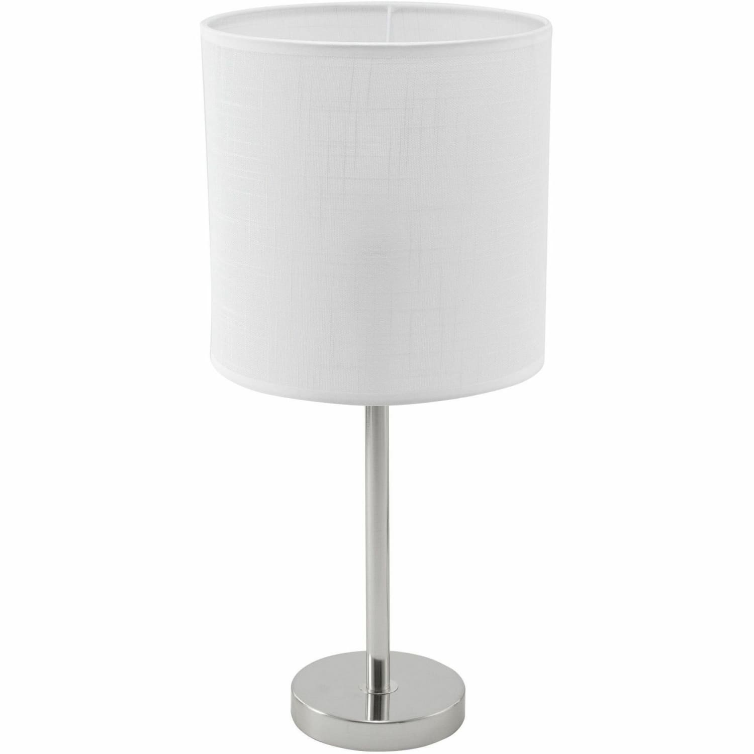 Lorell Linen Shade LED Lamp, Table, White/Silver - Image 3
