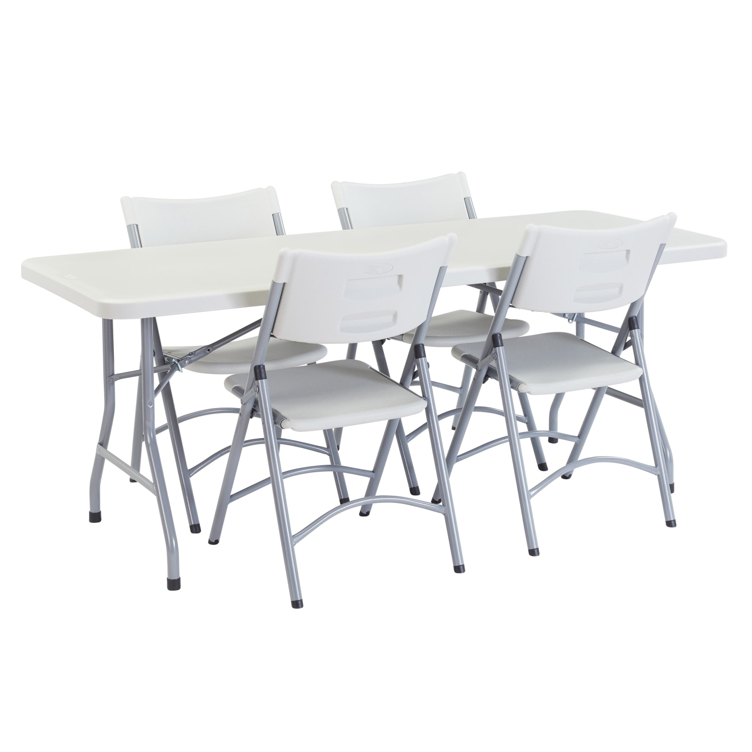 National Public Seating Blow-Molded Folding Table, Rectangular, 72inW x 30inD, Light Gray/Gray - Image 4