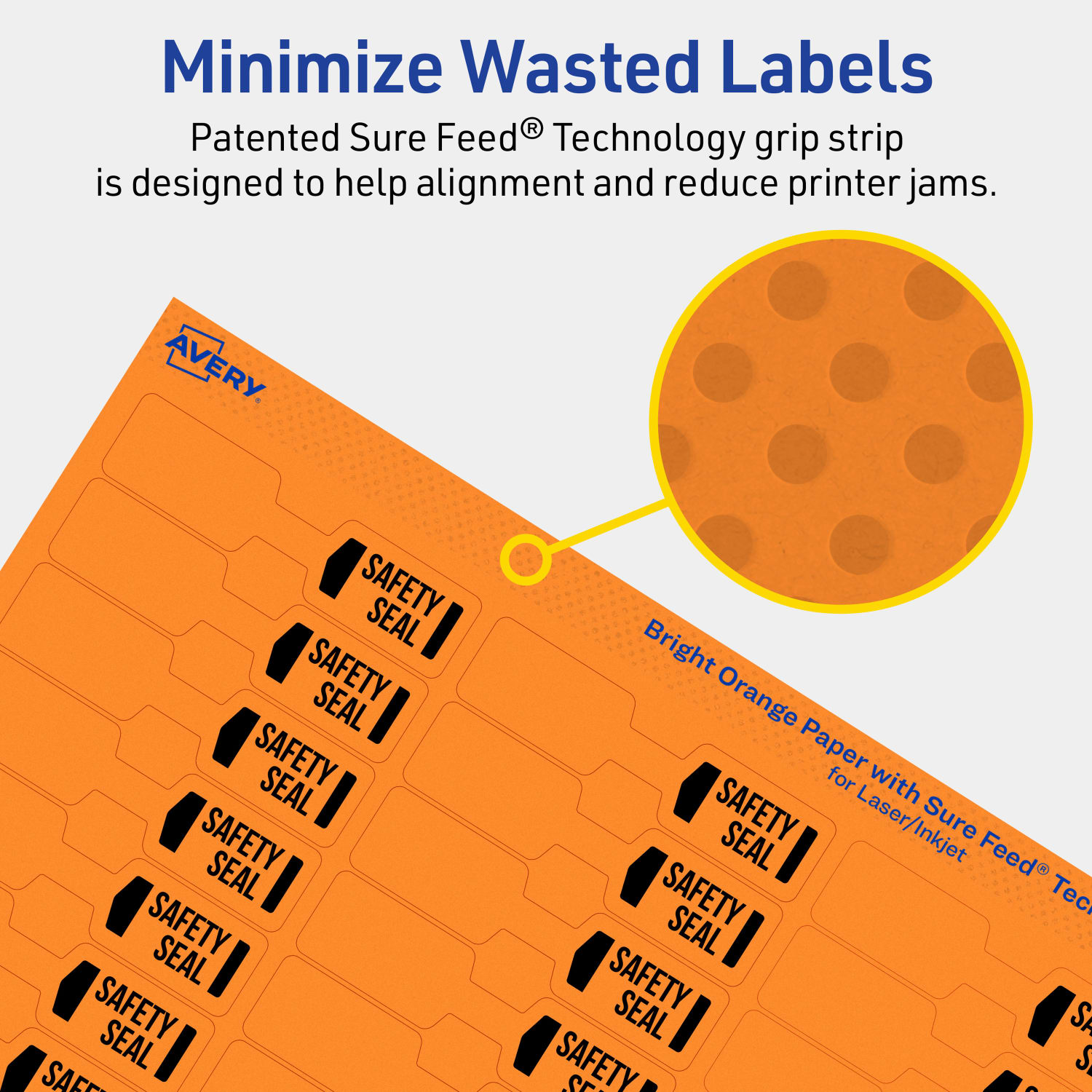 Avery Printable Labels With Sure Feed Technology, 94749-BOP80, Barbell, 1/2in x 2-1/2in, Matte Bright Orange, Pack of 3600 - Image 5