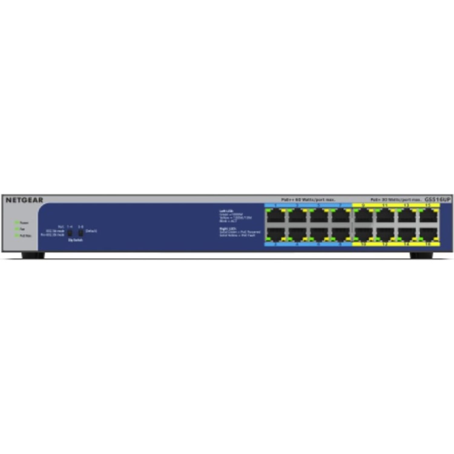 Netgear GS516UP Ethernet Switch - 16 Ports - 2 Layer Supported - 456.80 W Power Consumption - 380 W PoE Budget - GS516UP100NAS - Image 5