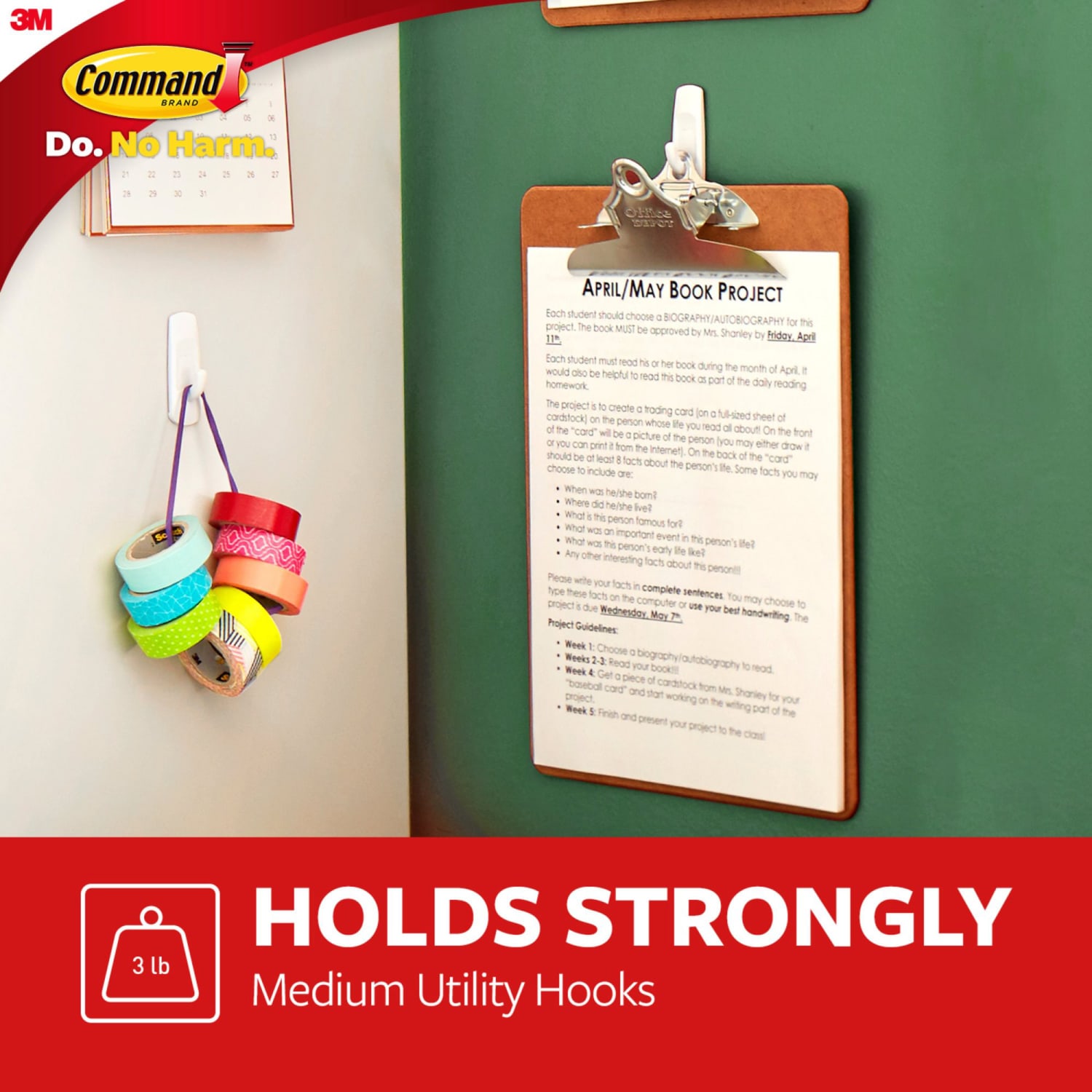 Command Medium Hooks, 6 Hooks, 12 White Adhesive Strips, Damage Free Hanging Picture Hangers, No Tools Wall Hanging Strips For Living Spaces - Image 6