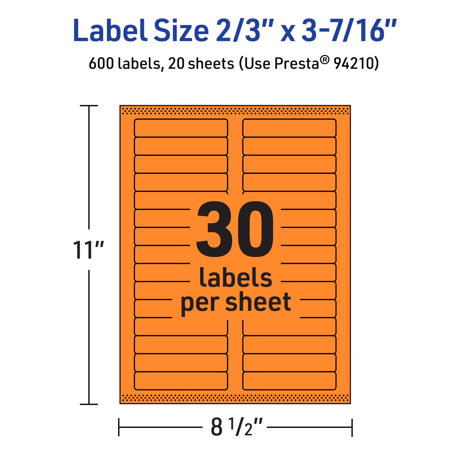 Avery Printable Labels With Sure Feed Technology, 94210-BOP20, Rectangle, 2/3in x 3-7/16in, Matte Bright Orange, Pack of 600 - Image 6