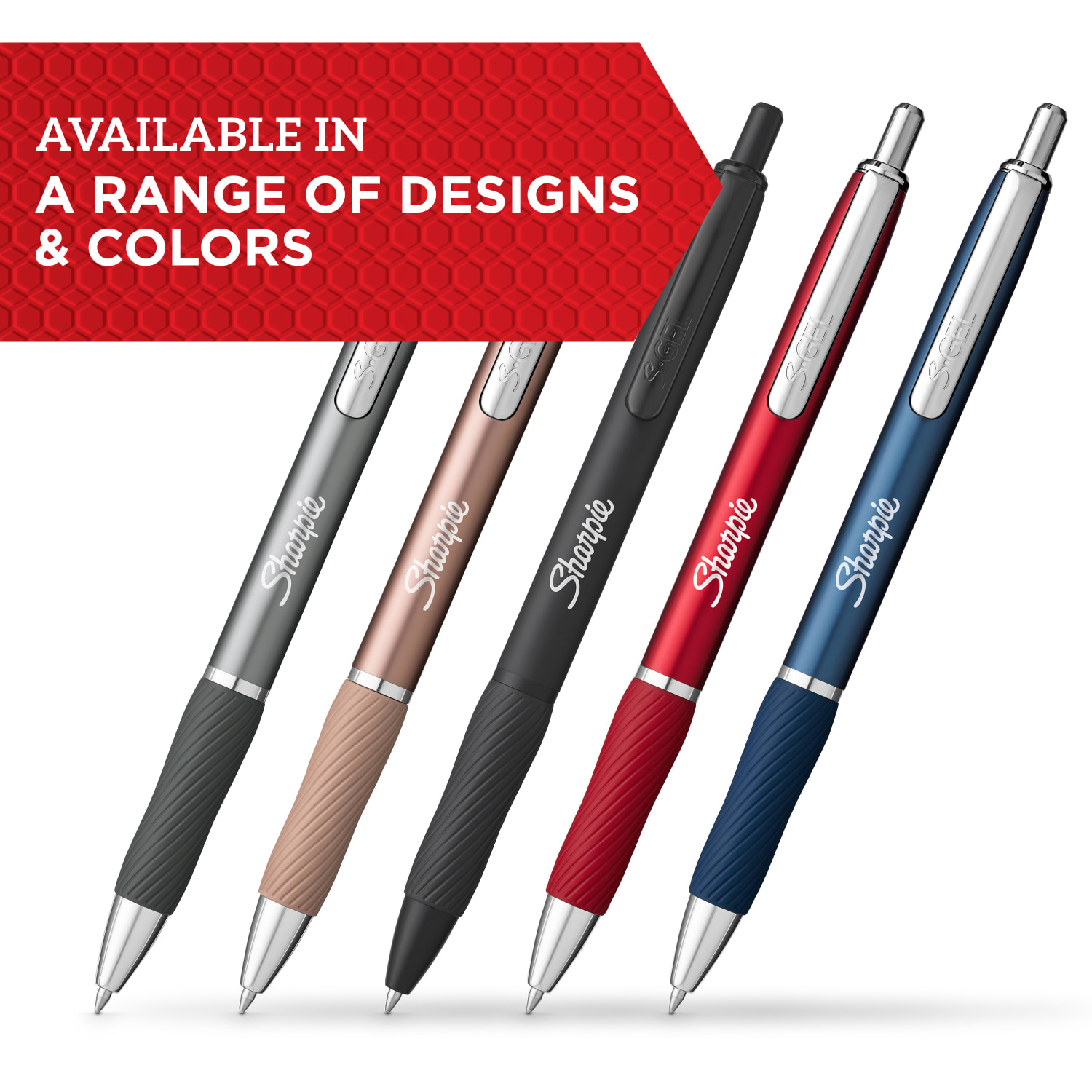 Sharpie S-Gel Pens, Medium Point, 0.7 mm, Red/Gold Barrel, Black Ink, Pack Of 12 Pens - Image 3