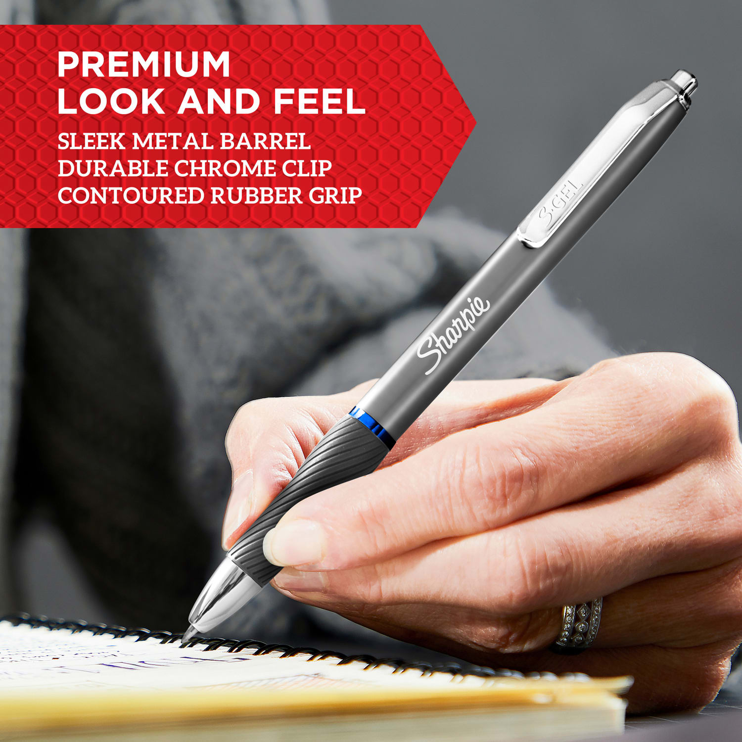Sharpie S-Gel Pens, Medium Point, 0.7 mm, Red/Gold Barrel, Black Ink, Pack Of 12 Pens - Image 6