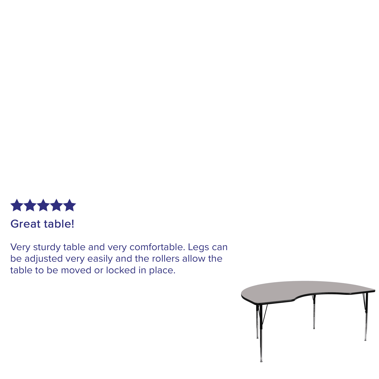 Flash Furniture High-Pressure Laminate Kidney Activity Table With Height-Adjustable Legs, 30-1/4inH x 48inW x 72inD, Gray - Image 4