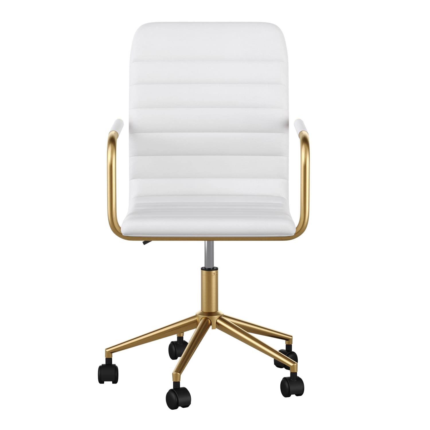 Martha Stewart Taytum Faux Leather Upholstered Mid Back Executive Office Chair WhitePolished Brass PopularChairscom