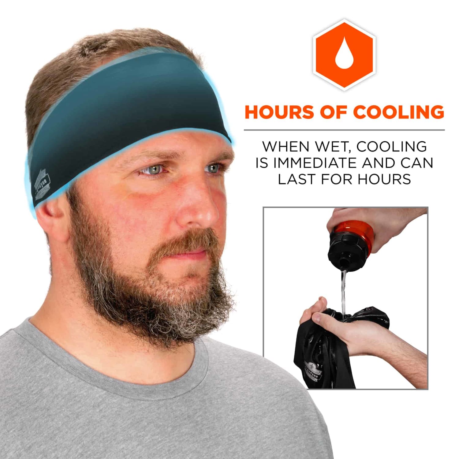 Ergodyne Chill-Its 6634 Cooling Headband, One Size, Black - Image 4