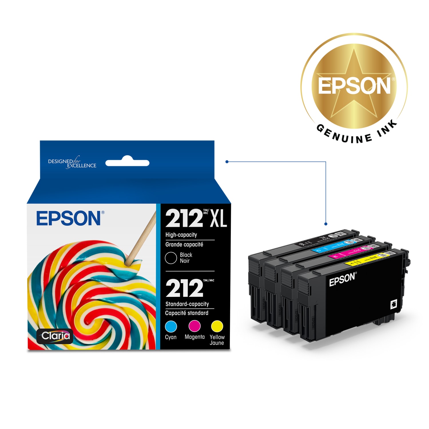 Epson 212XL Black/212 Claria Cyan; Magenta; Yellow High-Yield Ink Cartridges, Pack Of 4 - Image 3