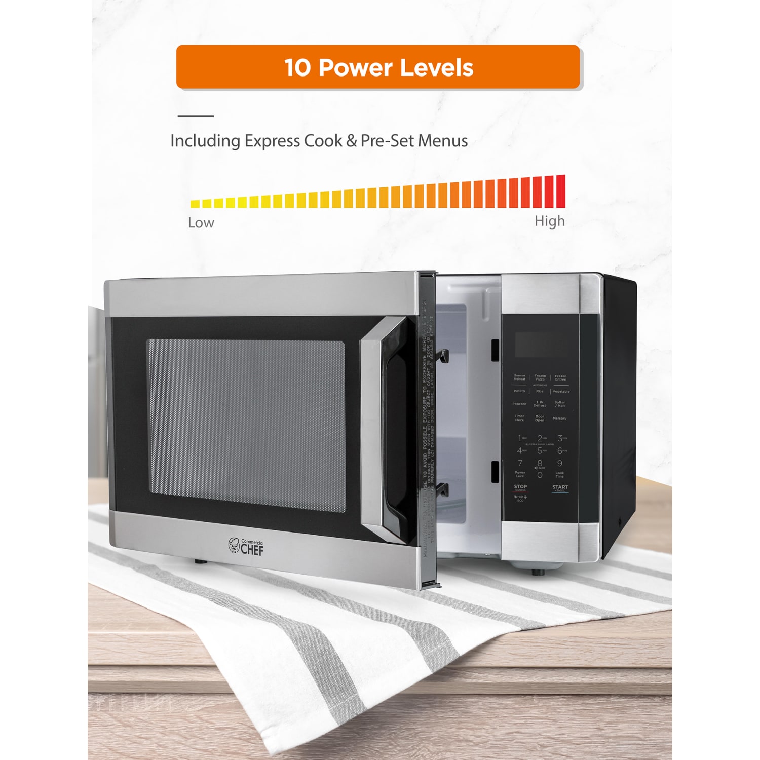 Commercial Chef 1.6 Cu. Ft. Countertop Microwave Oven, Silver - Image 4