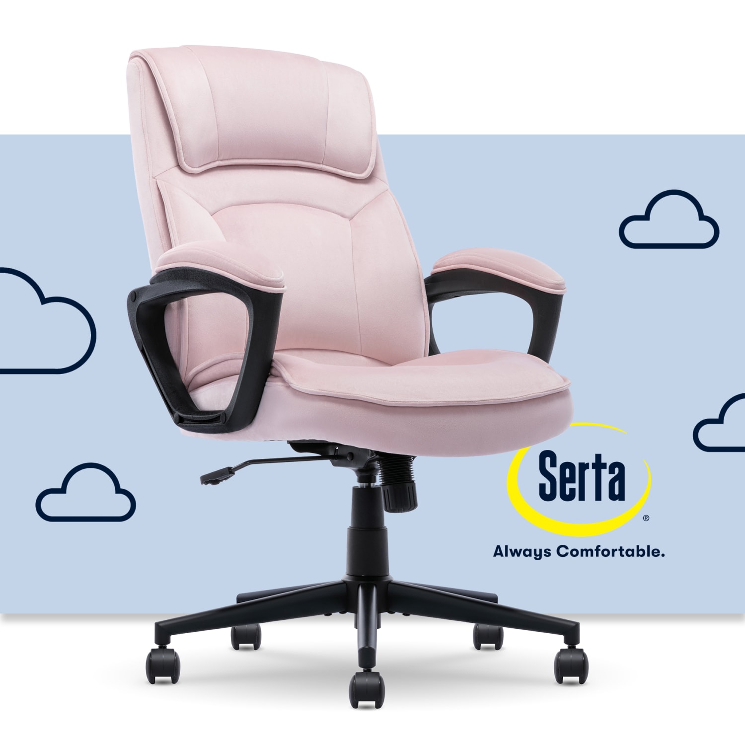 Serta Comfort Classic Ergonomic Fabric High Back Executive Office Chair Pink PopularChairscom