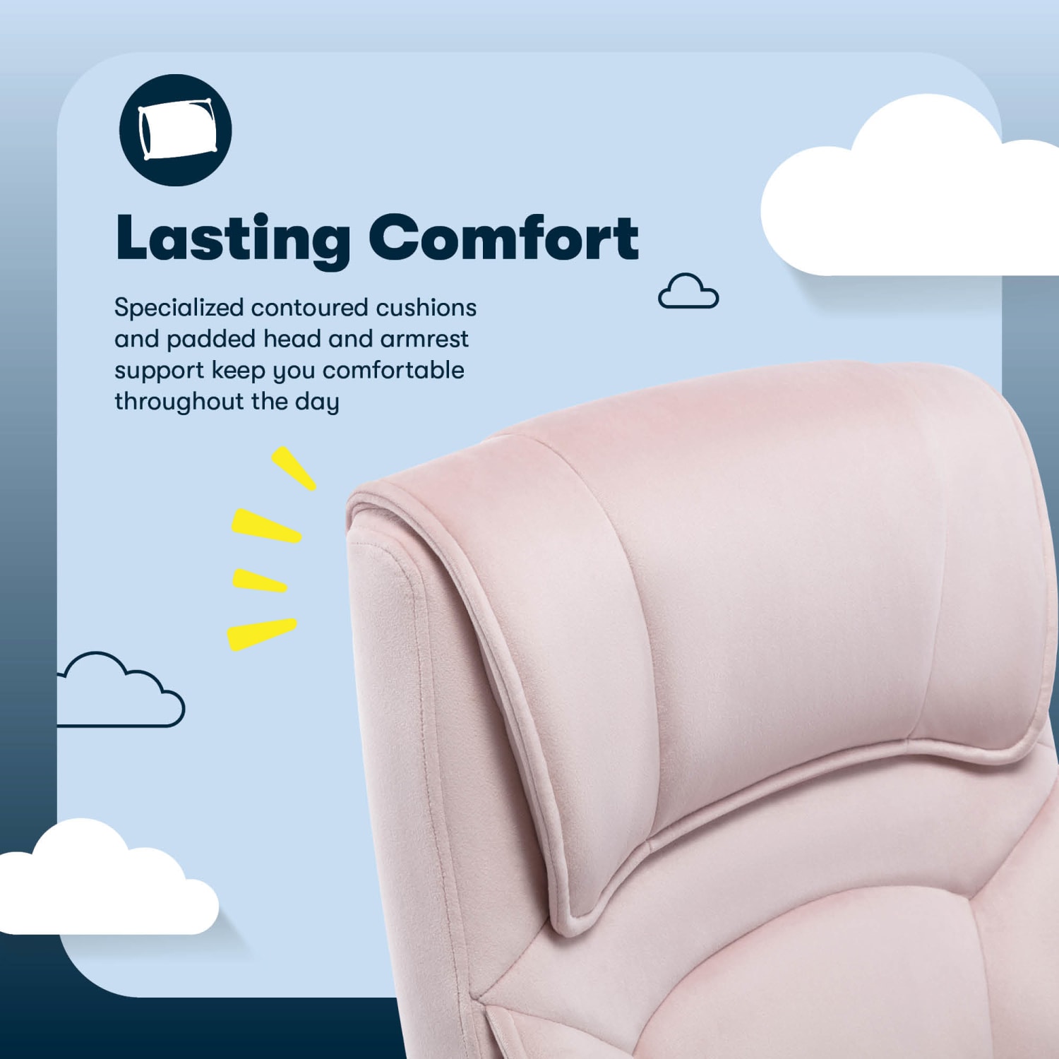 Serta Comfort Classic Ergonomic Fabric High Back Executive Office Chair Pink PopularChairscom