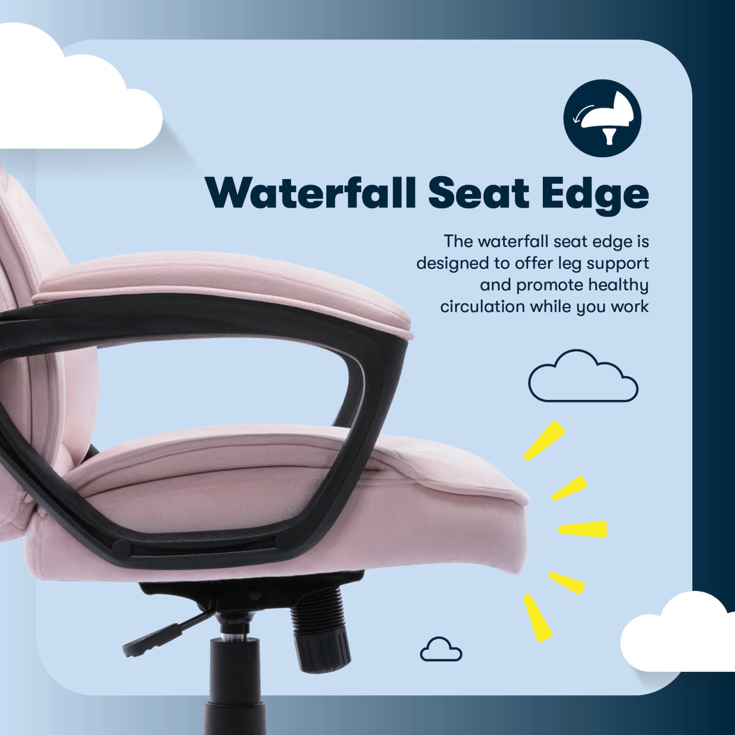 Serta Comfort Classic Ergonomic Fabric High Back Executive Office Chair Pink PopularChairscom