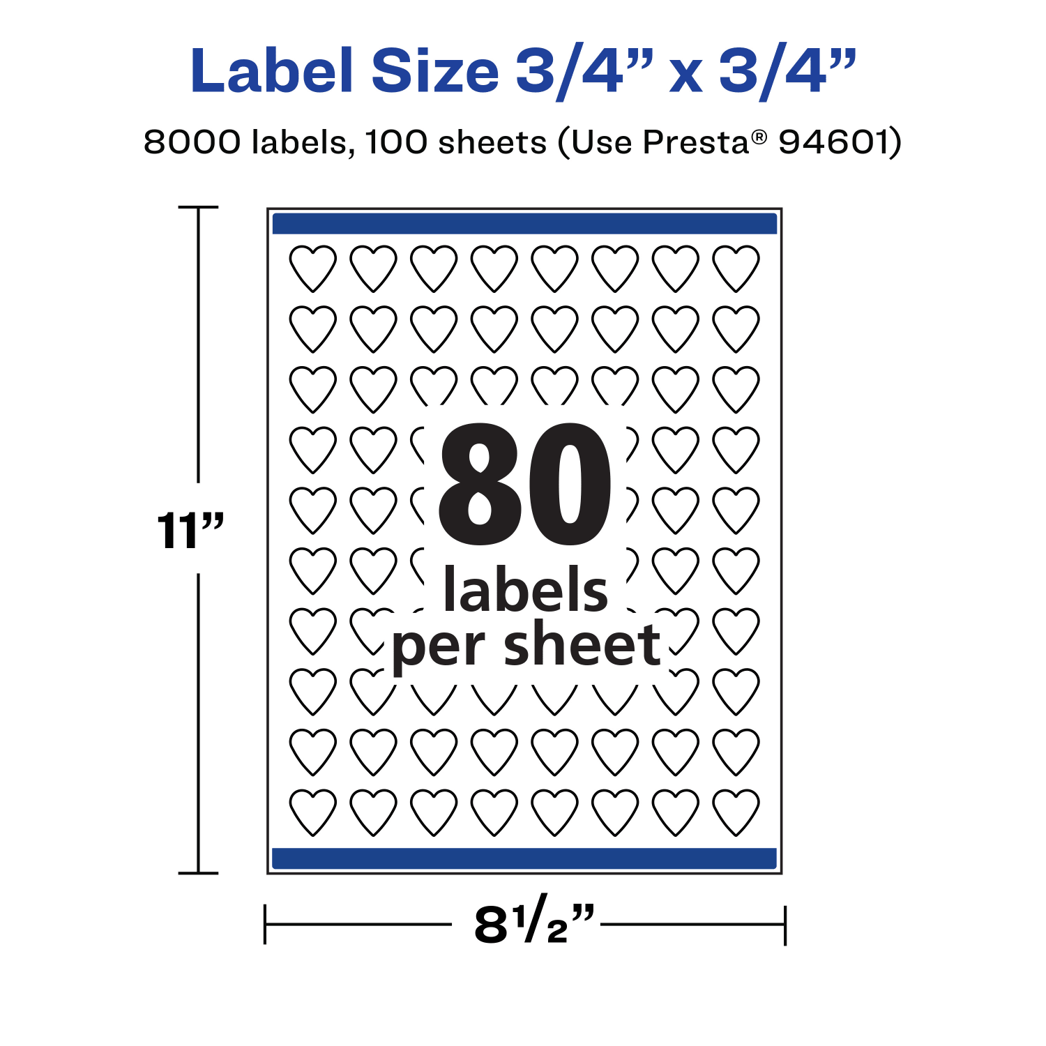 Avery Removable Labels With Sure Feed, 94601-RMP100, Heart, 3/4in x 3/4in, White, Pack Of 8,000 Labels - Image 6