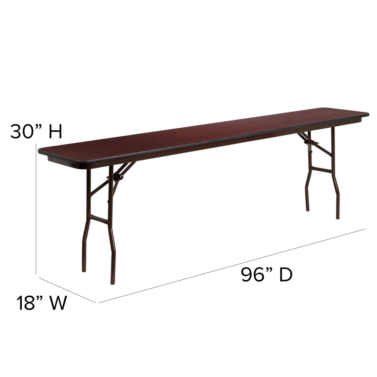 Flash Furniture Melamine Laminate Folding Training Table, 30inH x 18inW x 96inD, Mahogany - Image 6