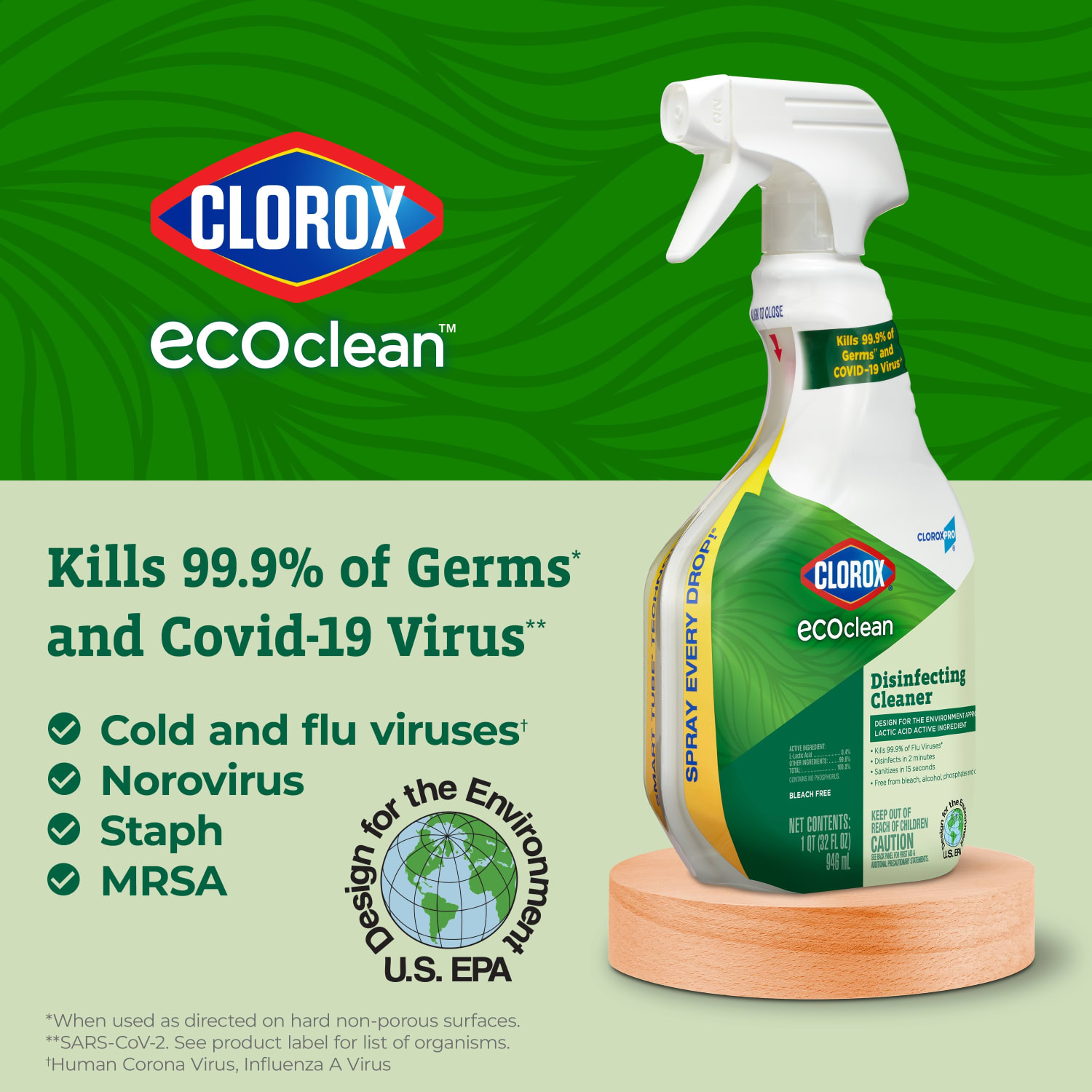 Clorox CloroxPro EcoClean Disinfecting Cleaner Spray Bottle, 32 Oz - Image 5