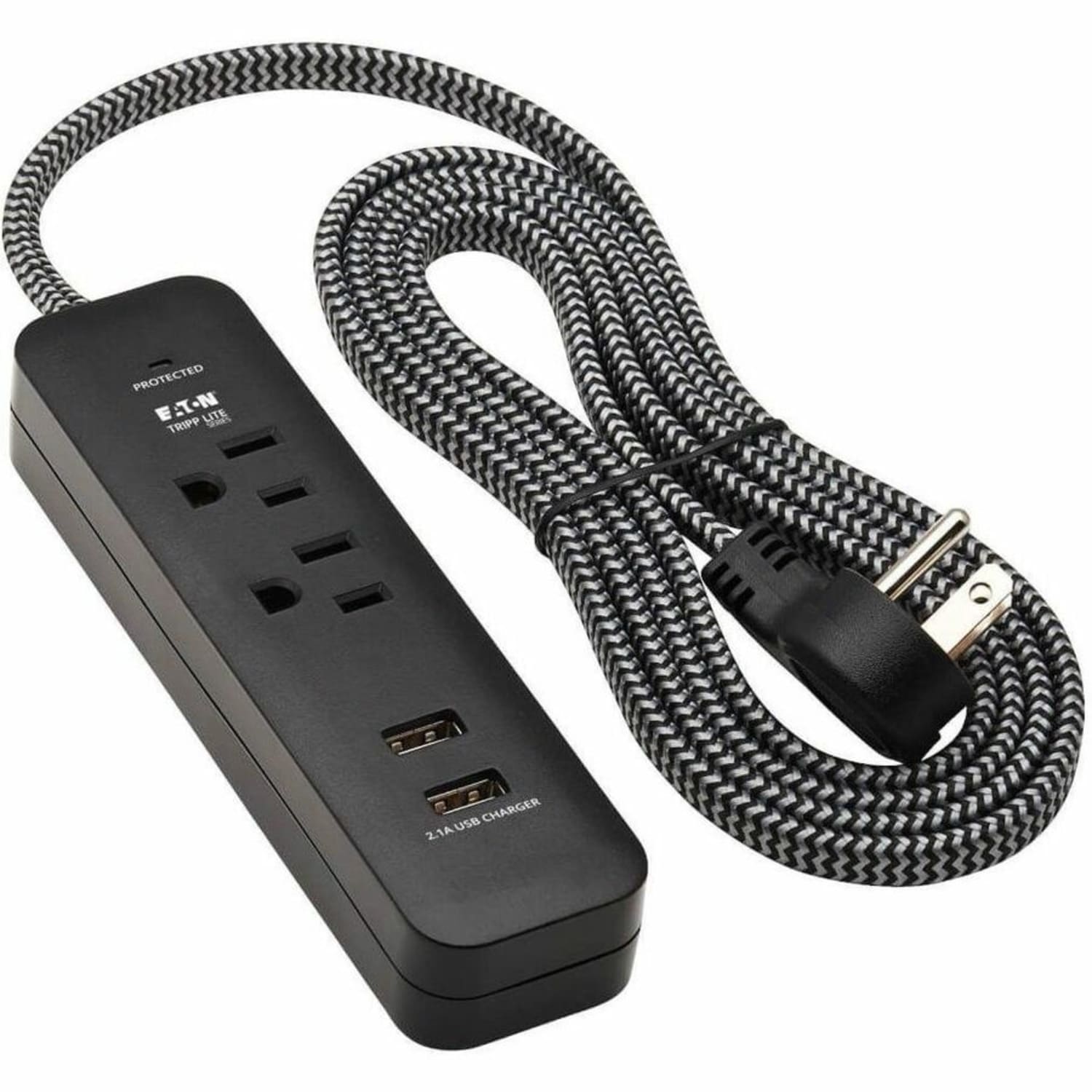 Eaton Tripp Lite Series Surge Protector Power Strip 2-Outlet w 2 USB Ports 2.1A 6ft Cord - Surge protector - TLP206USB - Image 4