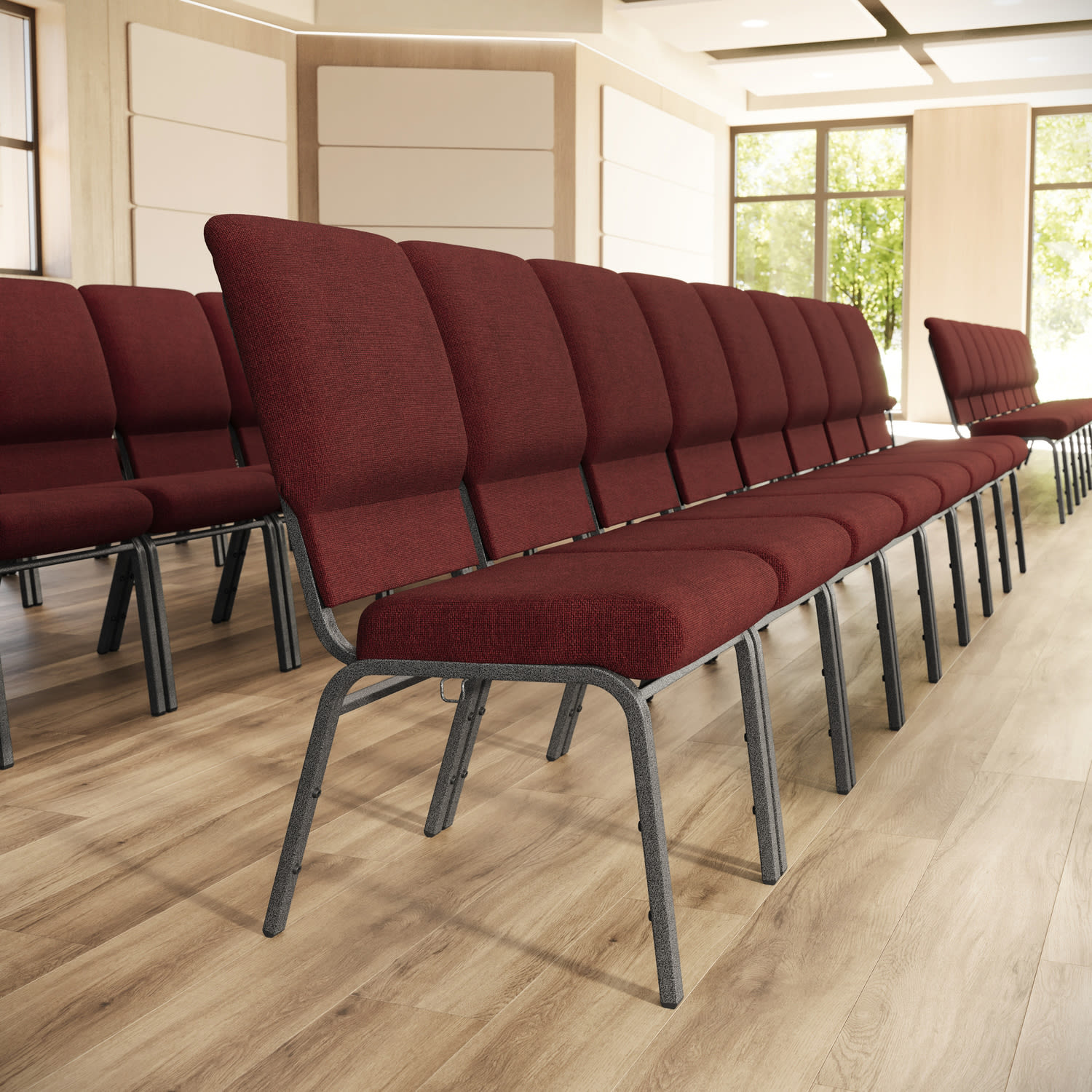 Flash Furniture Advantage Church Chair MaroonSilver Vein PCHT185104 PopularChairscom