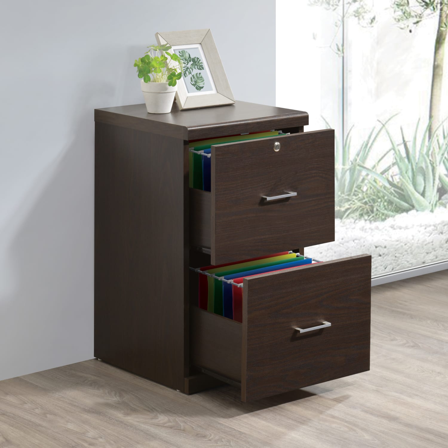 Office Star Alpine 17inD Vertical 2-Drawer File Cabinet With Lockdowel Fastening System, Espresso - Image 4