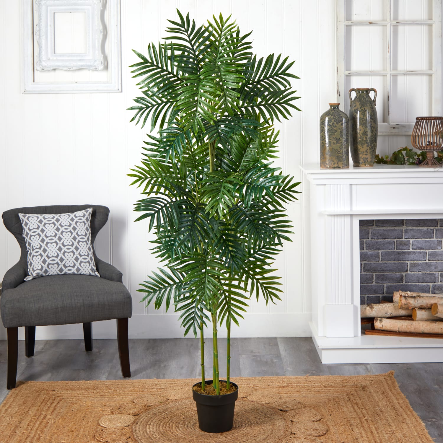Nearly Natural Phoenix Palm 72inH Artificial Tree With Pot, 72inH x 15inW x 15inD, Green - Image 3