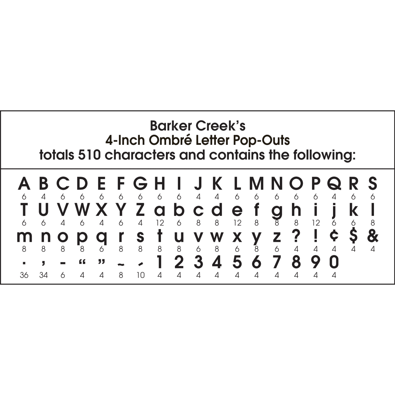 Barker Creek Letter Pop-Outs, 4in, Ombre, Set of 510 Pop-Outs - Image 5