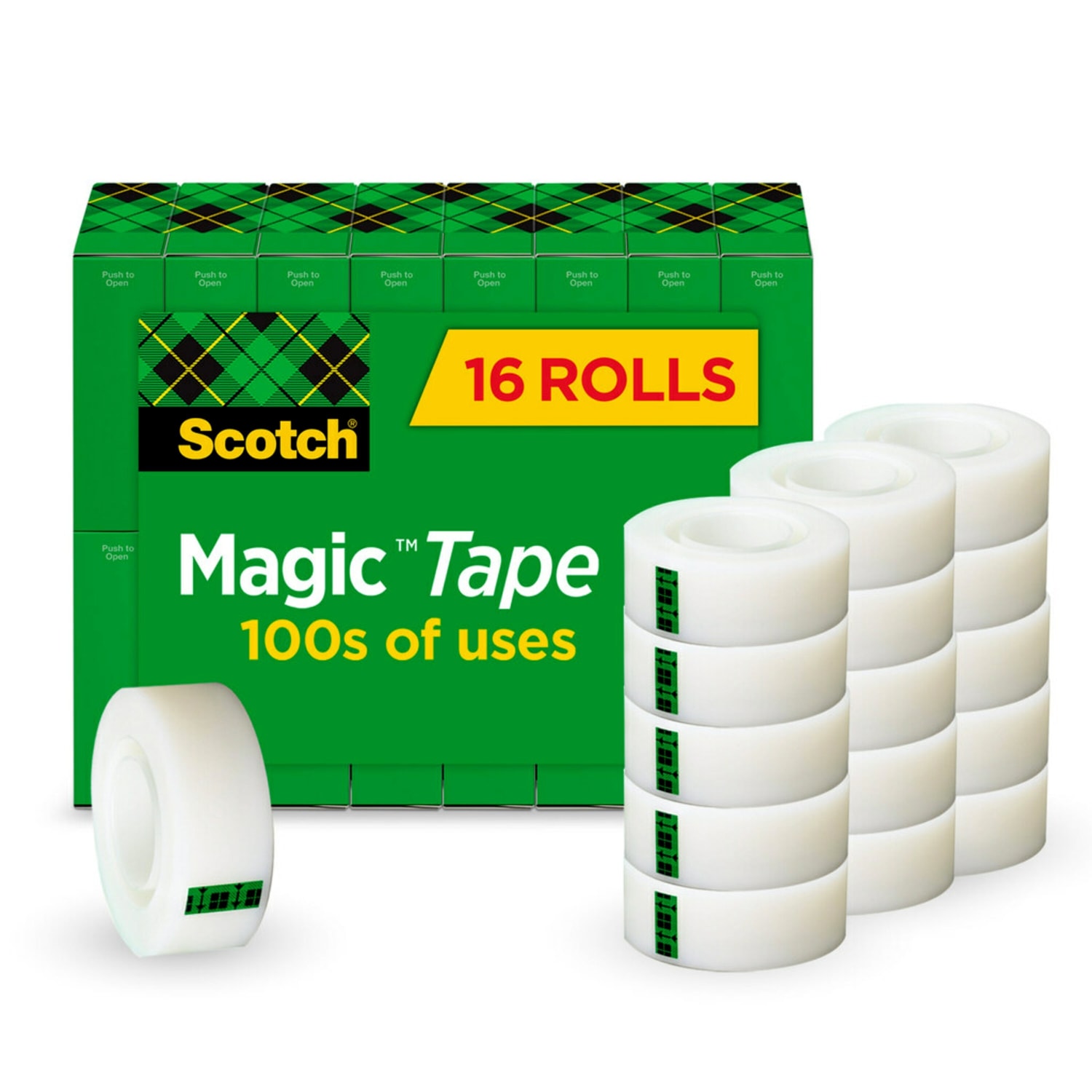 Scotch Magic Tape, Invisible, 3/4 in. x 1000 in., 16 Tape Rolls, Clear, School Supplies and College Essentials for Students and Teachers