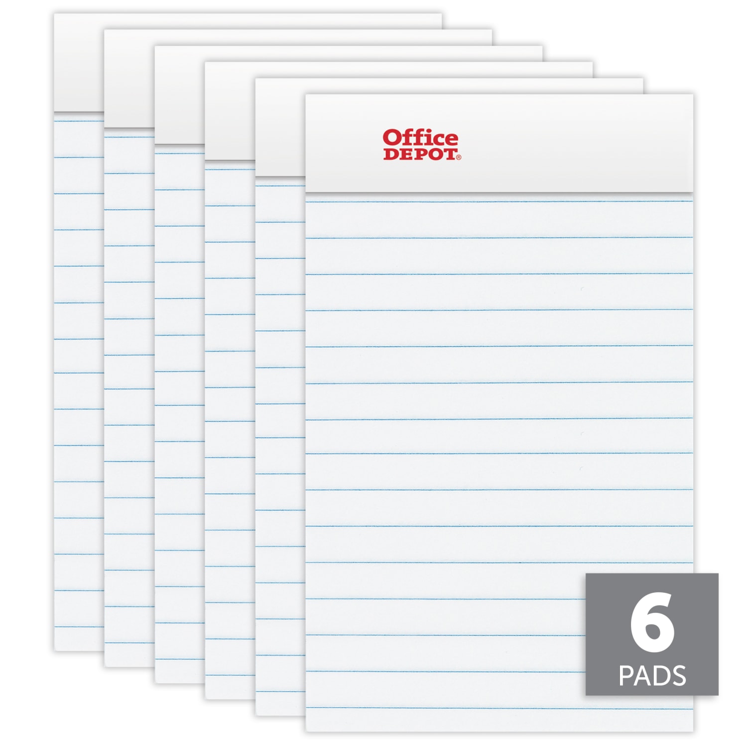 Office Depot Brand Mini Writing Pads, 3in x 5in, College Ruled, 50 Sheets, White, Pack Of 6 Pads - Image 4