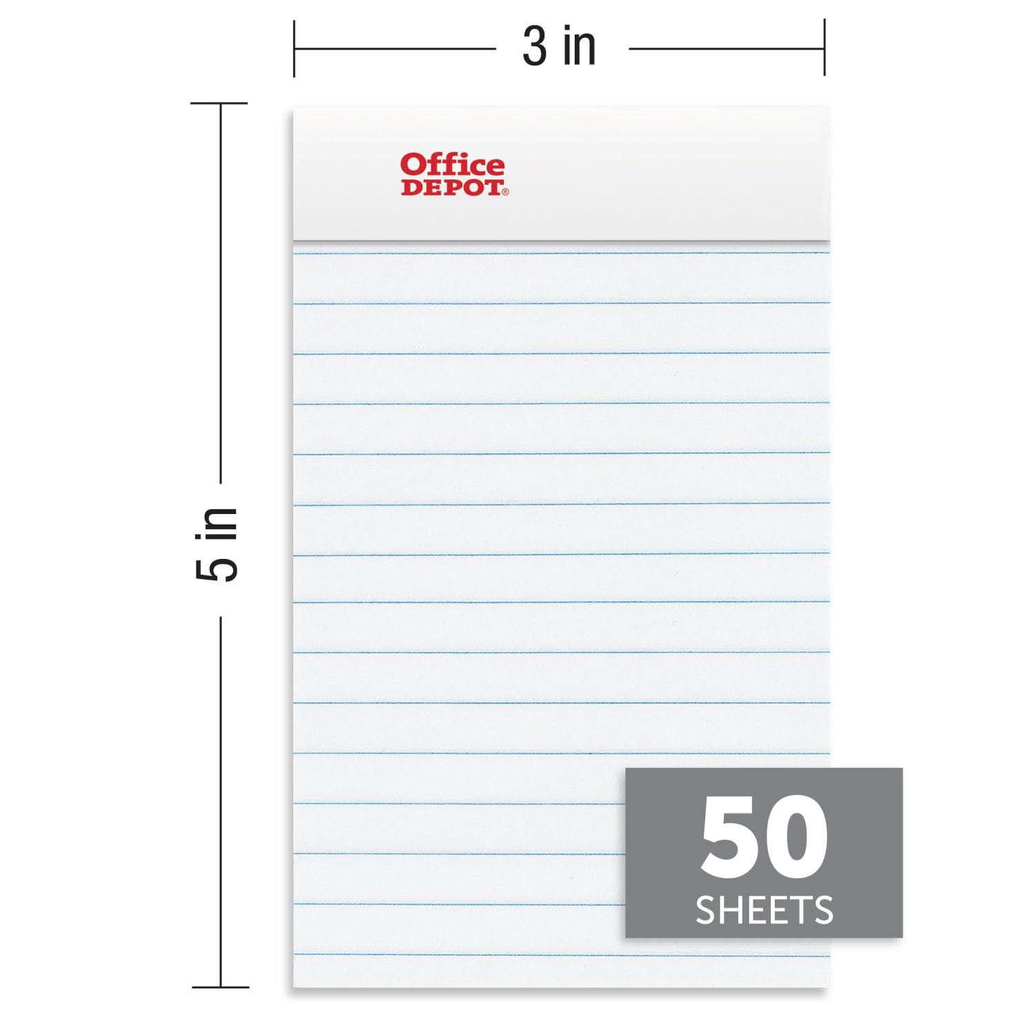 Office Depot Brand Mini Writing Pads, 3in x 5in, College Ruled, 50 Sheets, White, Pack Of 6 Pads - Image 5