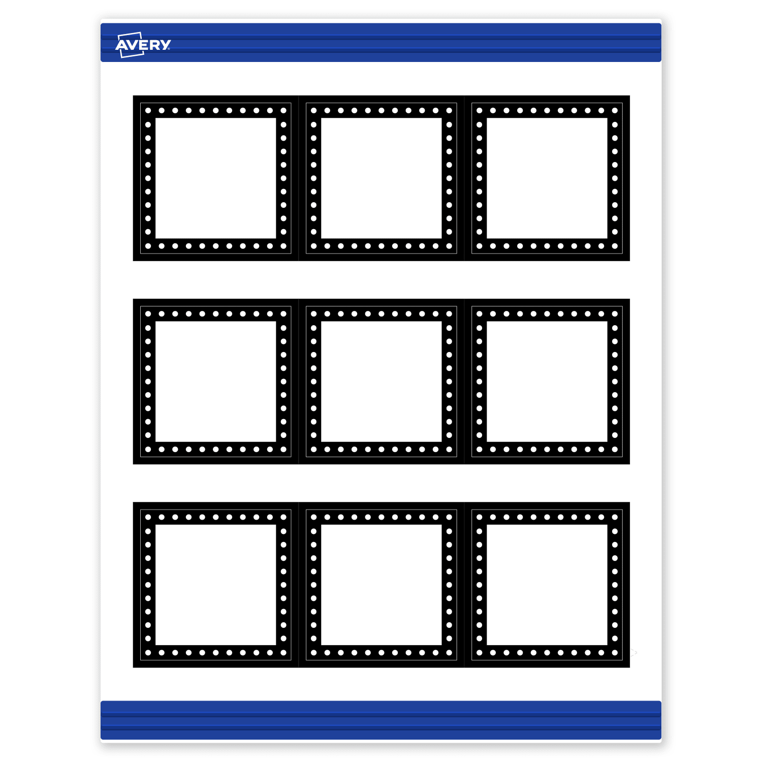 Avery Printable Cards With Sure Feed Technology, 2-1/2in x 2-1/2in, Matte White With Black And White Polka Dots, Pack Of 90