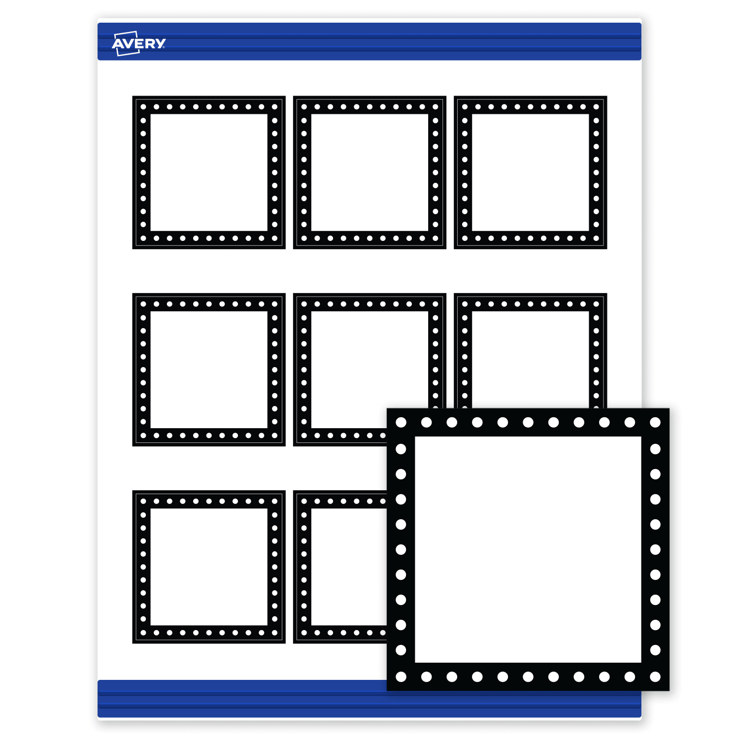 Avery Printable Cards With Sure Feed Technology, 2-1/2in x 2-1/2in, Matte White With Black And White Polka Dots, Pack Of 90 - Image 3