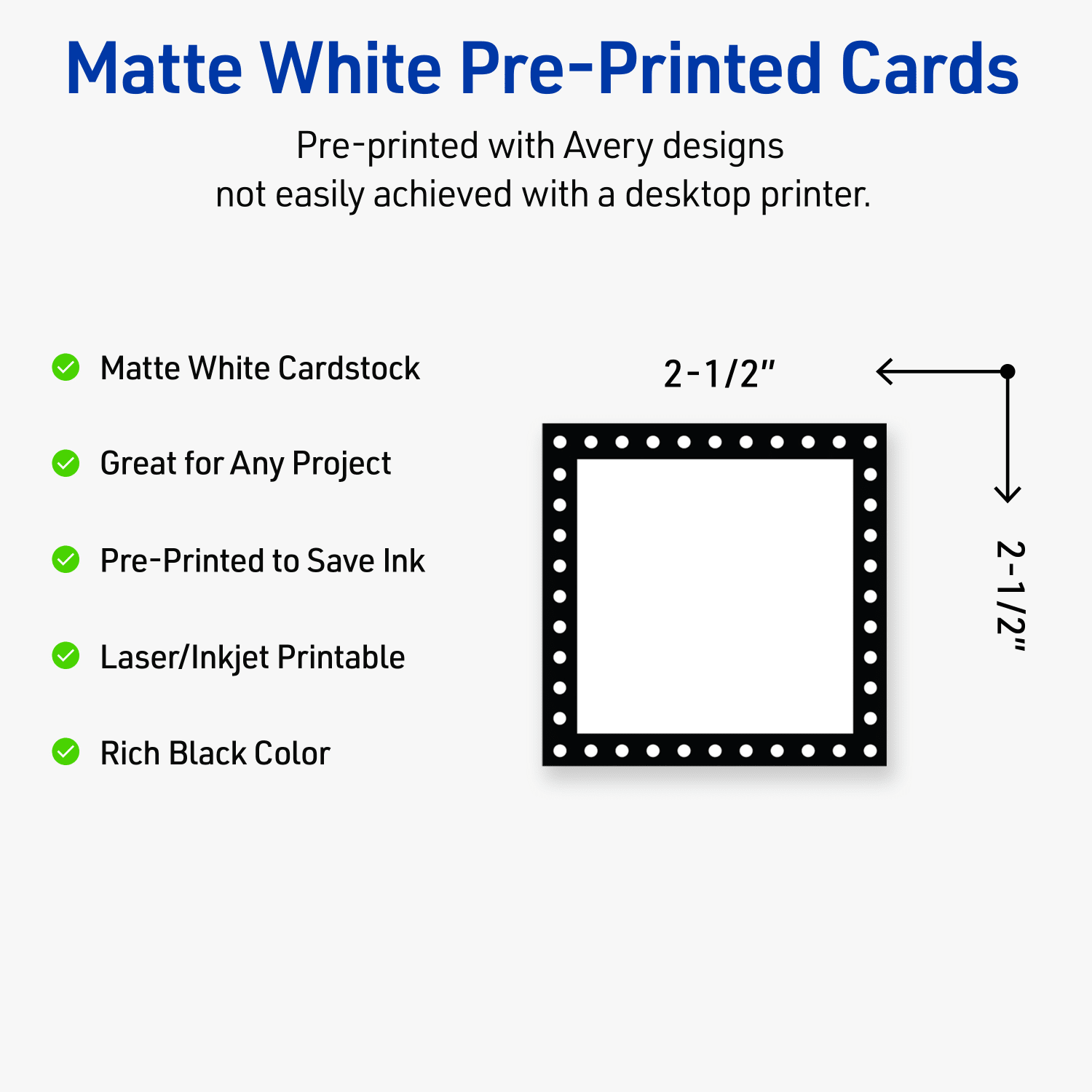 Avery Printable Cards With Sure Feed Technology, 2-1/2in x 2-1/2in, Matte White With Black And White Polka Dots, Pack Of 90 - Image 4