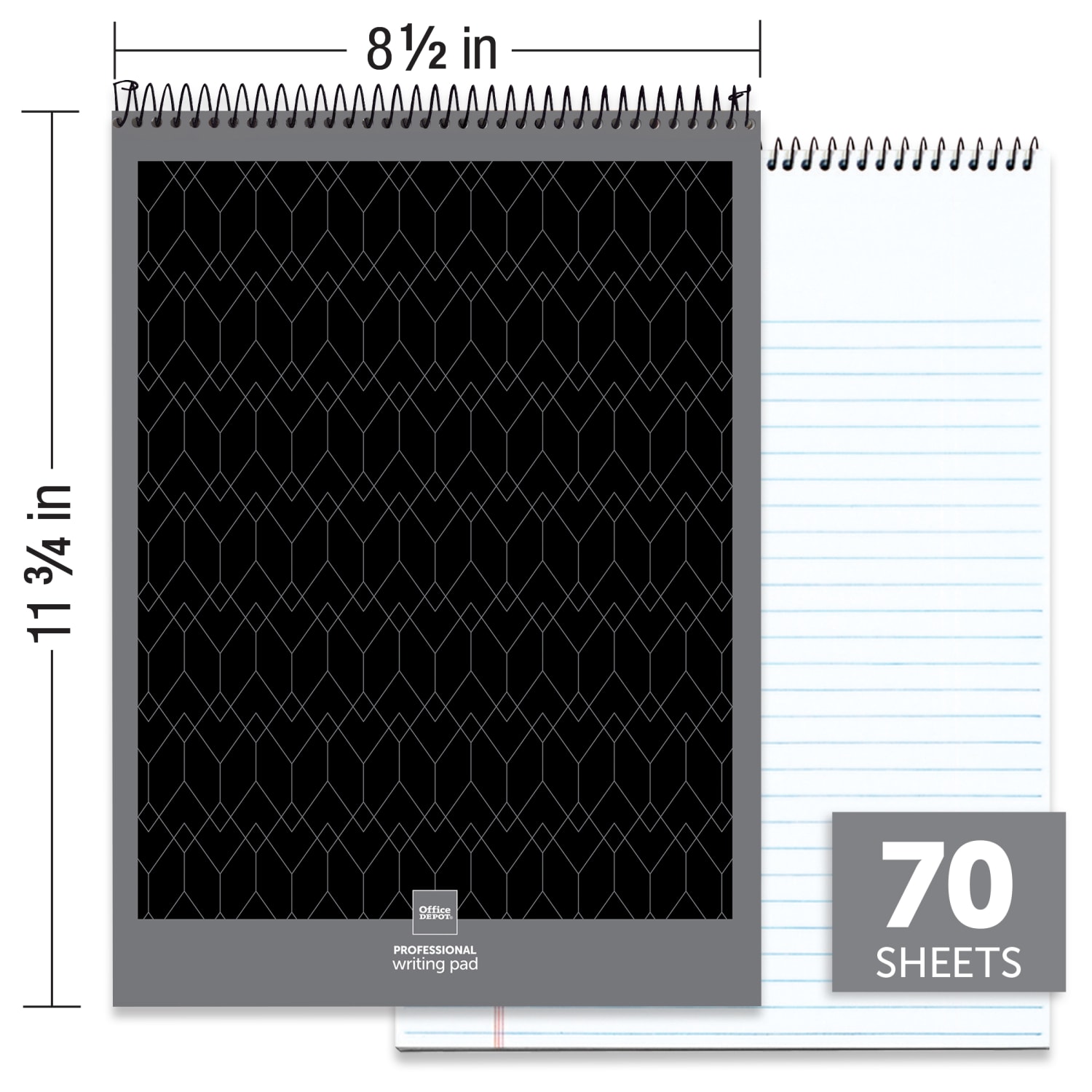 Office Depot Brand Professional Top Wirebound Writing Pad, 8 1/2in x 11 3/4in, Legal/Wide Ruled, 70 Sheets, White - Image 4