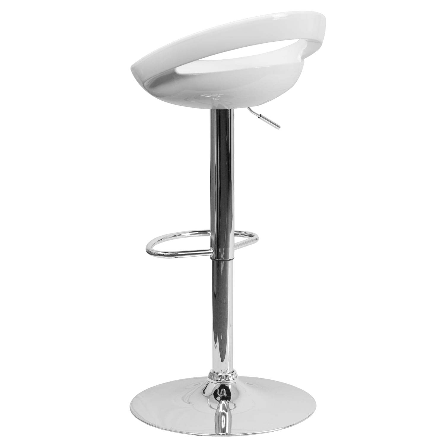 Flash Furniture Contemporary Plastic Adjustable Height Barstool with Rounded Cutout Back and Chrome Base, White - Image 7