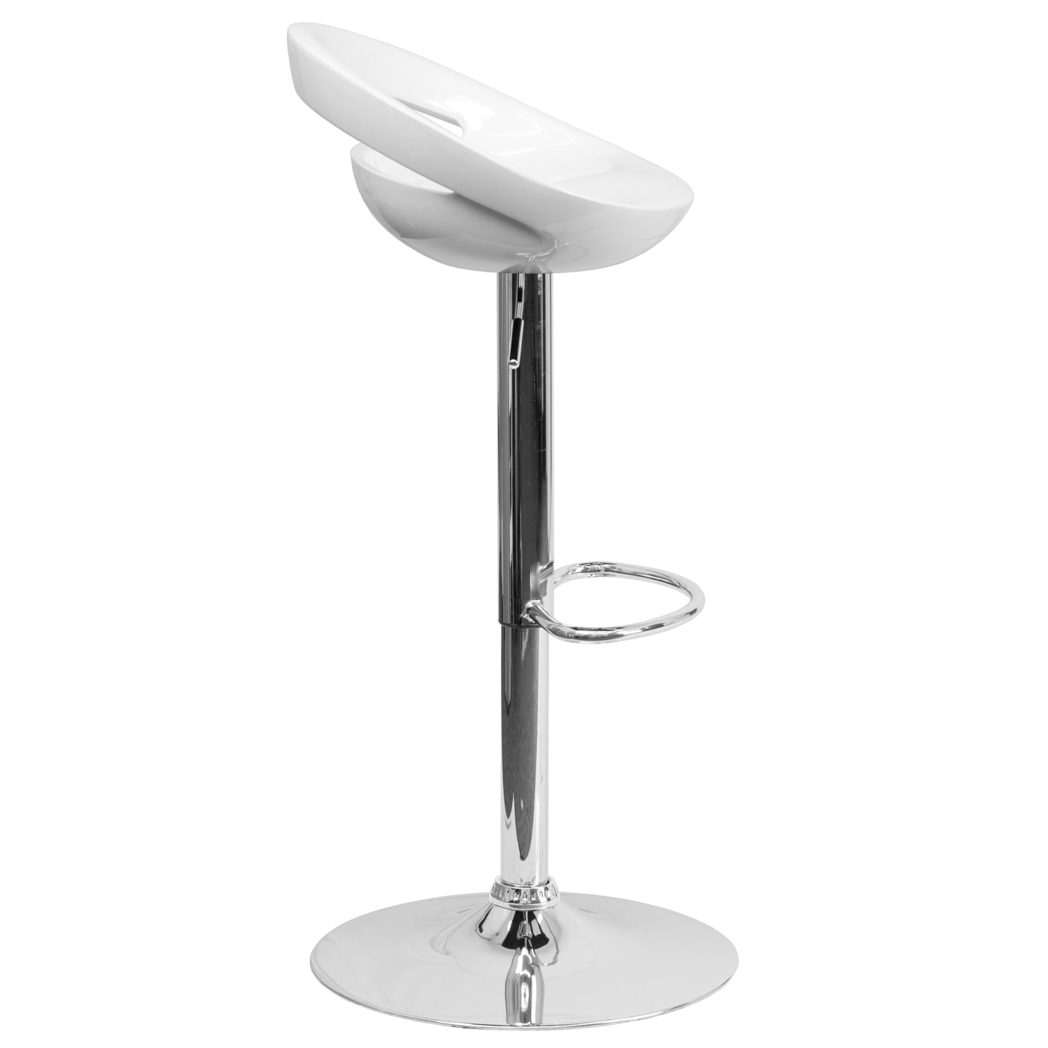 Flash Furniture Contemporary Plastic Adjustable Height Barstool with Rounded Cutout Back and Chrome Base, White - Image 8