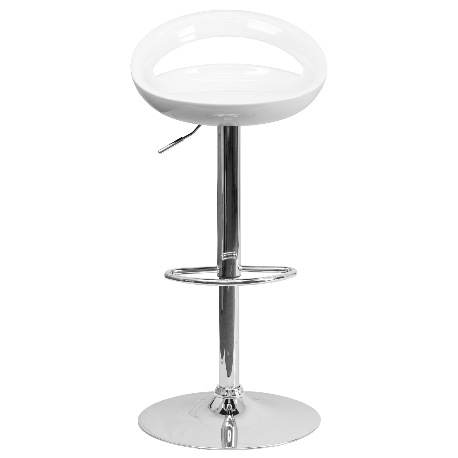 Flash Furniture Contemporary Plastic Adjustable Height Barstool with Rounded Cutout Back and Chrome Base, White - Image 9